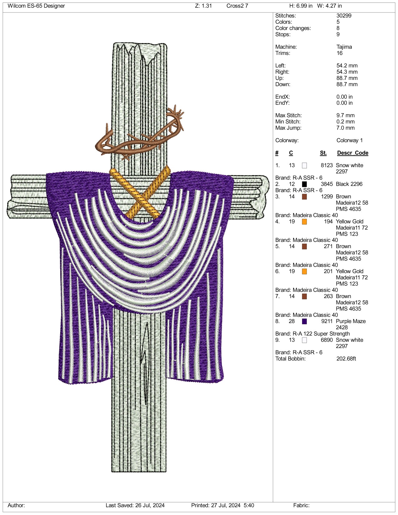 Christianity Cross v2Embroidery Design Files - 3 Size's