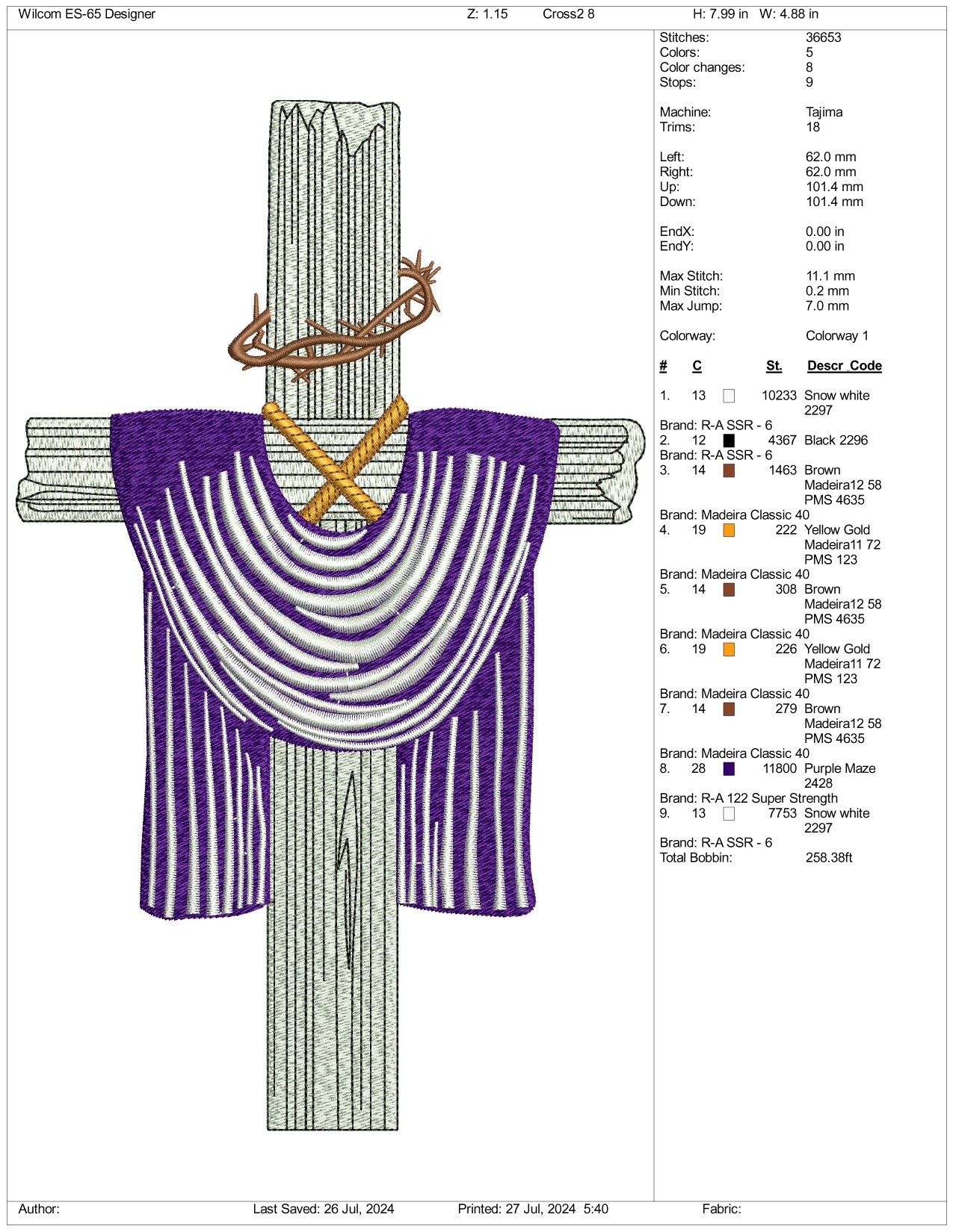 Christianity Cross v2Embroidery Design Files - 3 Size's