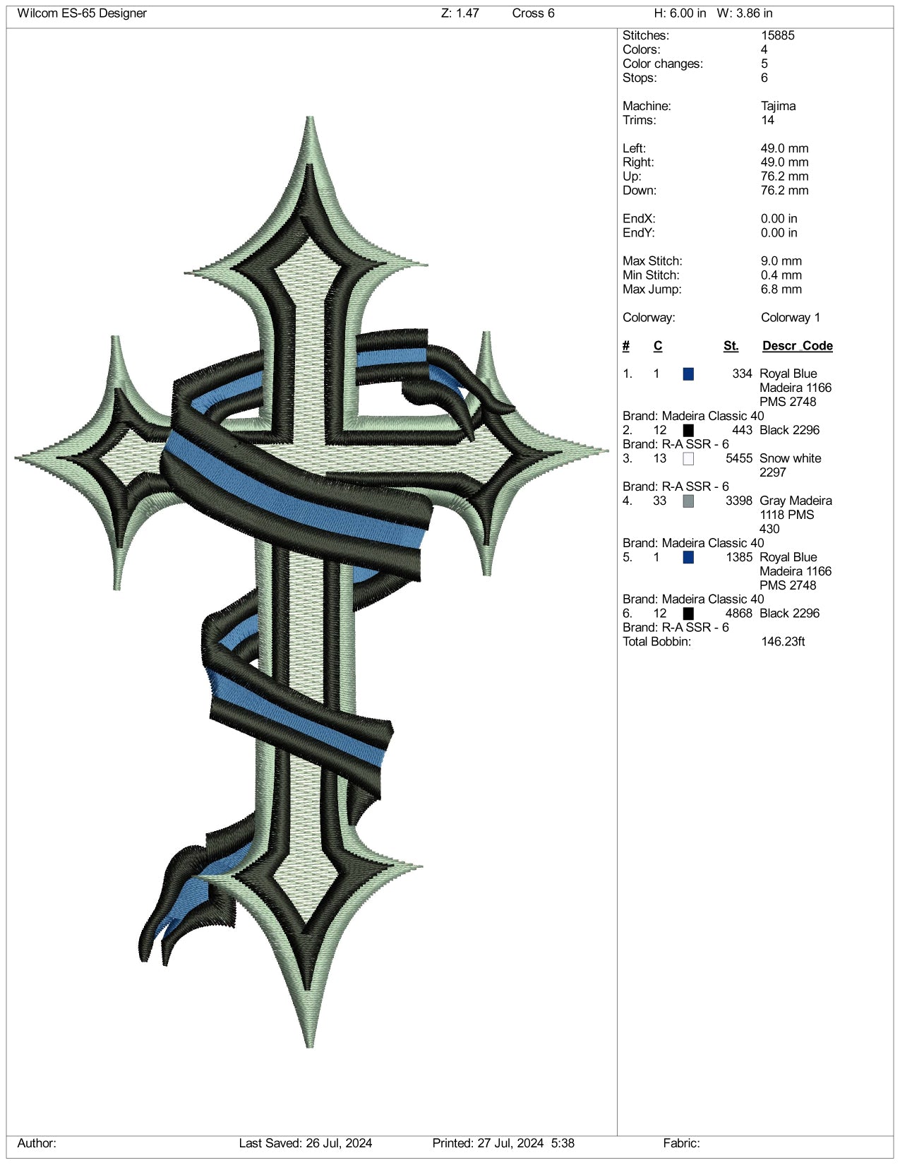 Christianity Cross Embroidery Design Files - 3 Size's