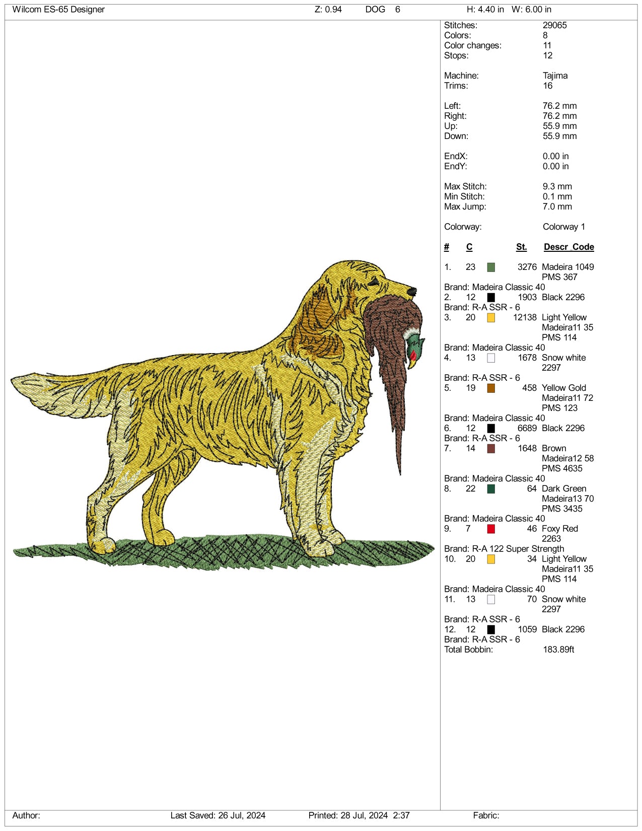 Dog v5 Embroidery Design Files - 3 Size's