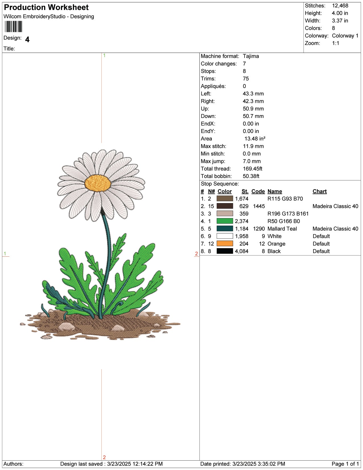 Daisy in Bloom Embroidery Design Files - 9 Size's
