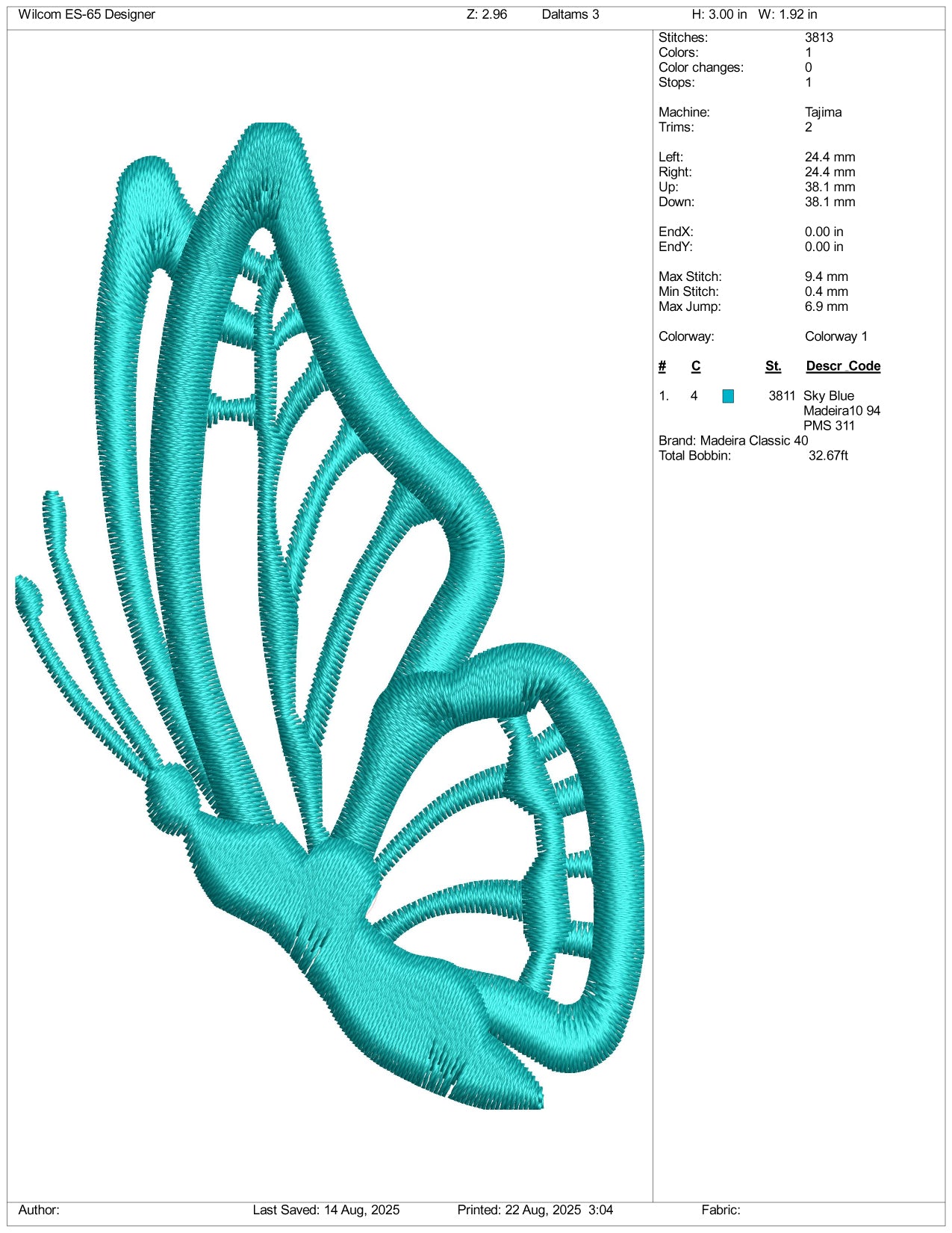 Butterfly v4 Embroidery Files - 3 Size's