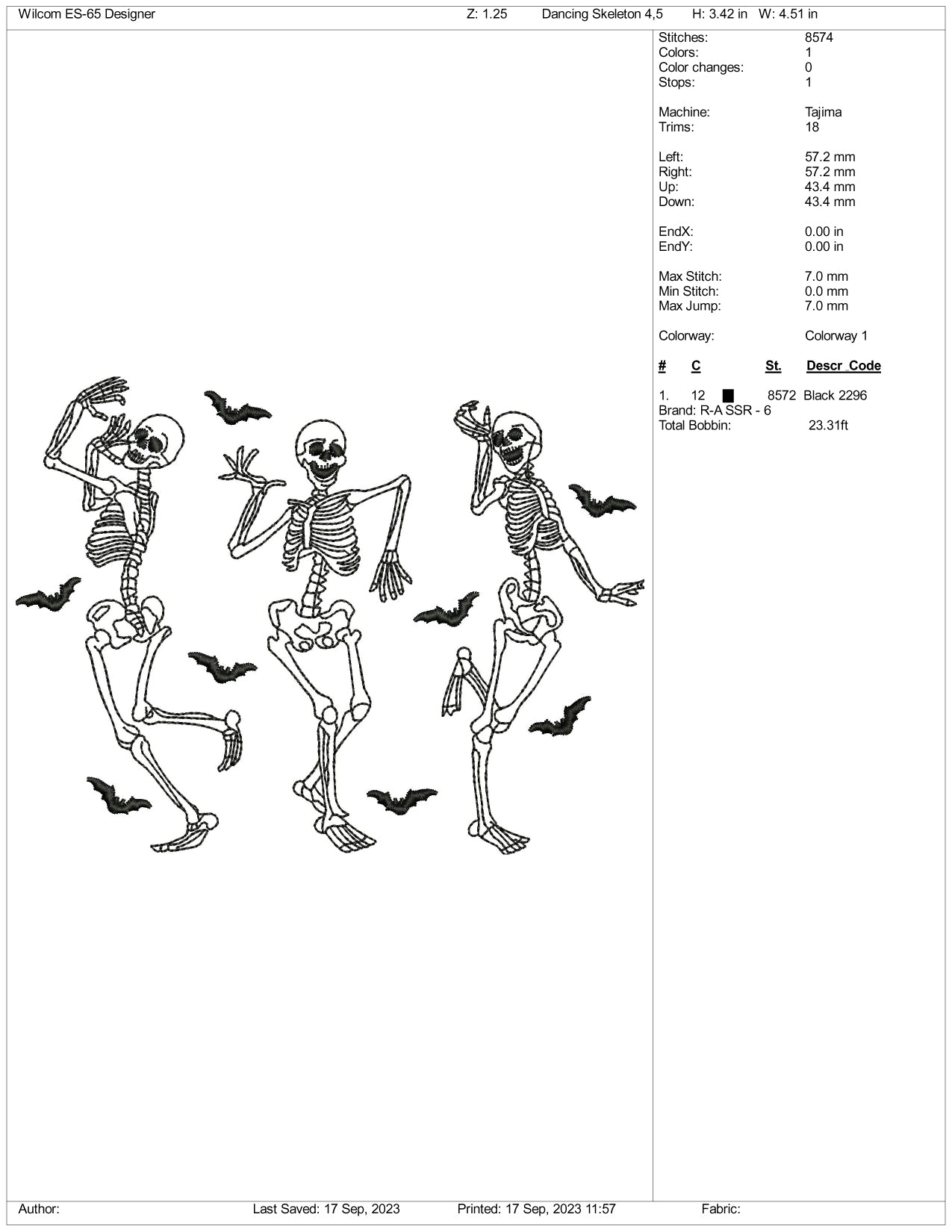 3 Dancing Skeletons Embroidery Design Files 