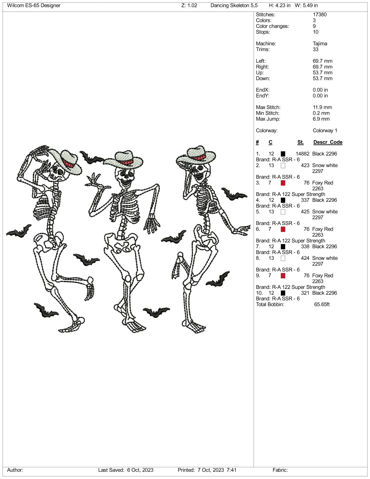 3 Dancing Skeletons v3 Embroidery Design Files - 4 Size's