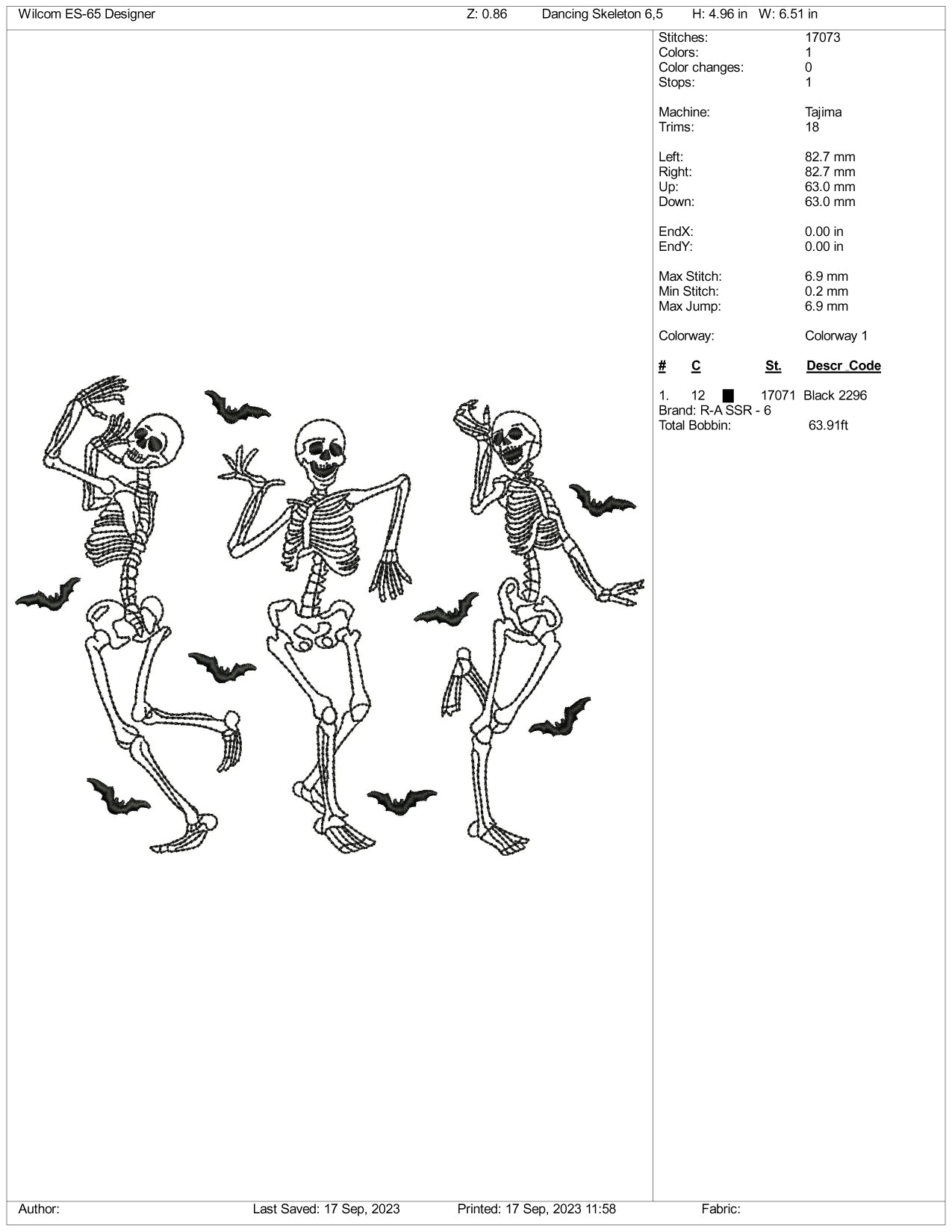 3 Dancing Skeletons Embroidery Design Files