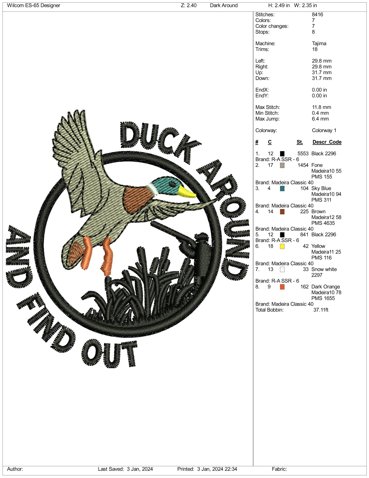 Duck Around And Find Out Embroidery Design Files - 3 Size's