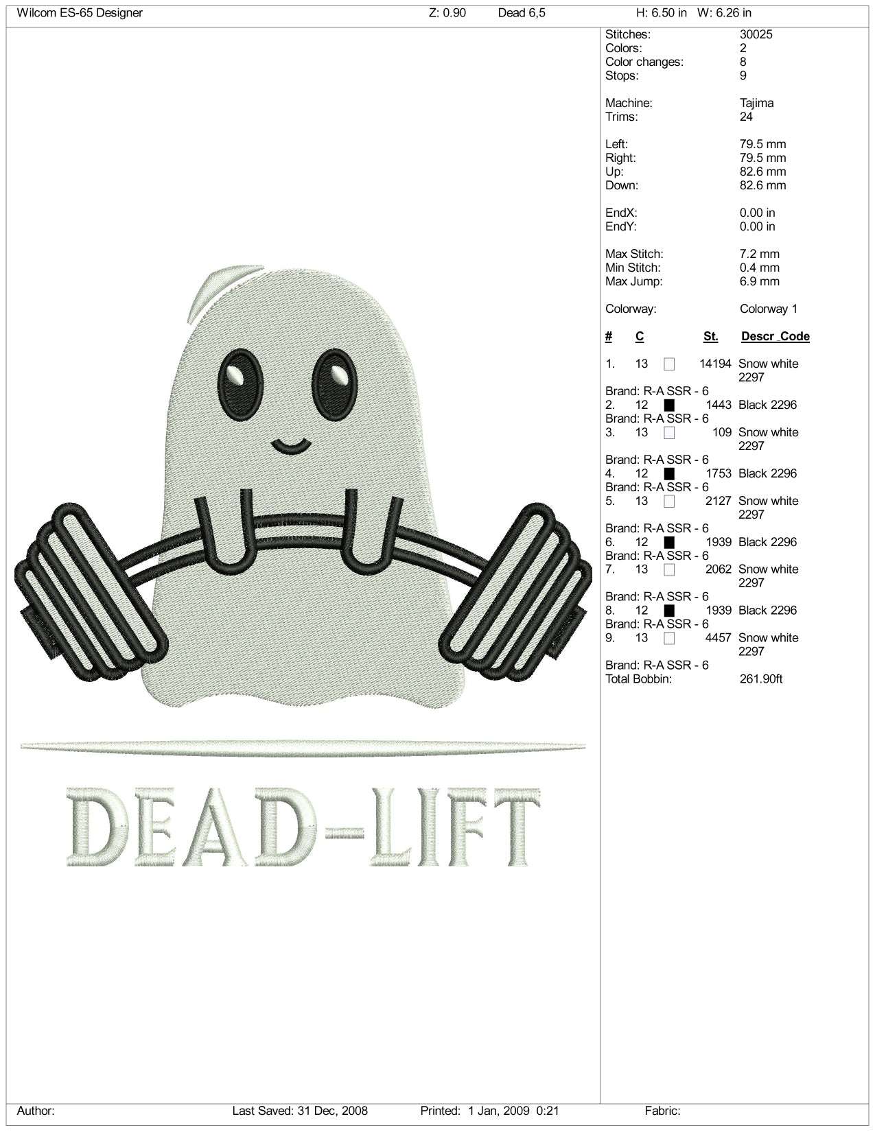 Ghost v2 Embroidery Design Files - 3 Size's