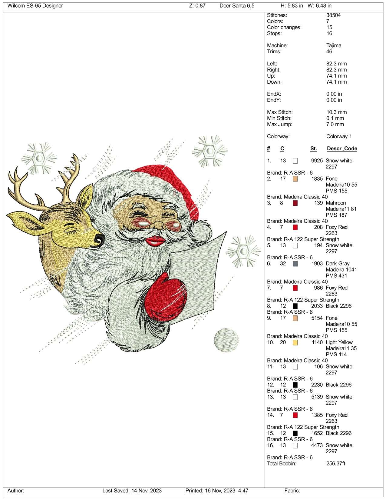 Deer With Santa Embroidery Design Files - 3 Size's