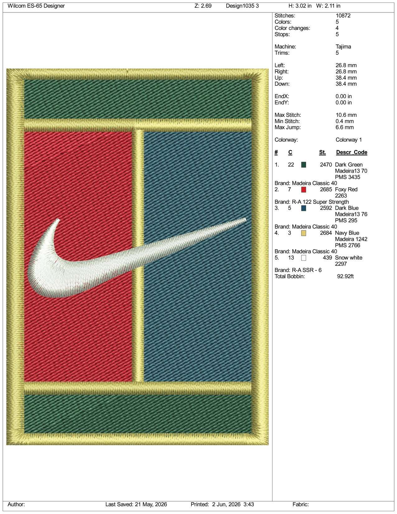 Nike Tennis Logo Embroidery Design Files - 3 Size's