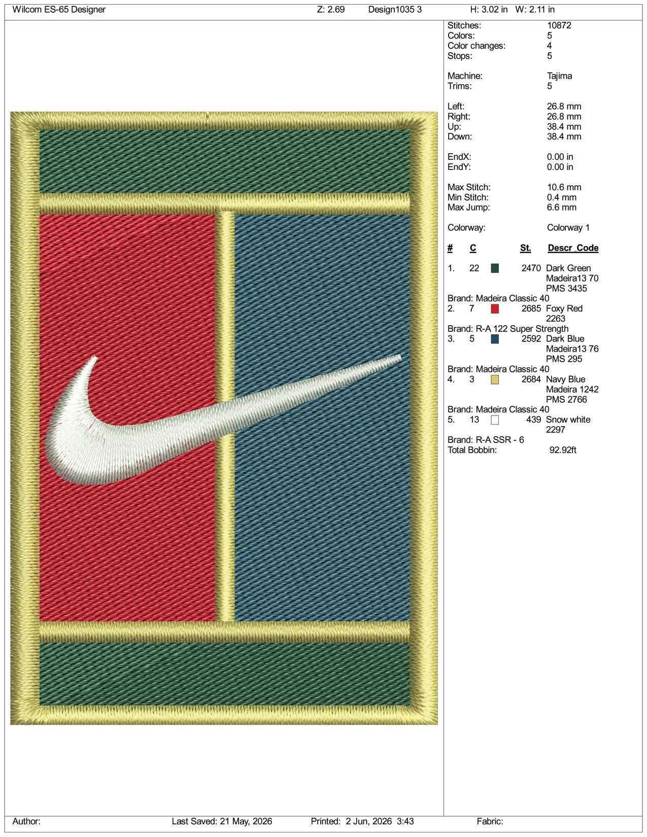 Nike Tennis Logo Embroidery Design Files - 3 Size's