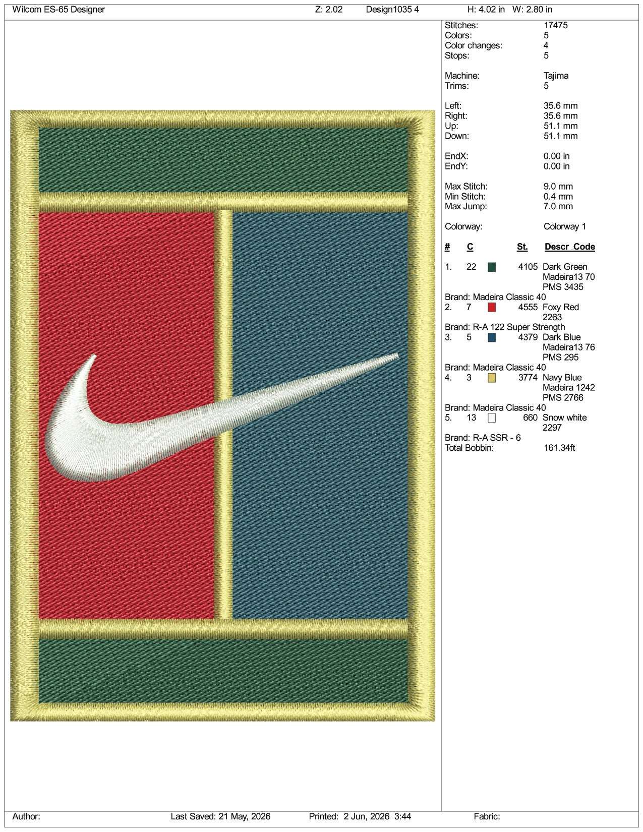 Nike Tennis Logo Embroidery Design Files - 3 Size's