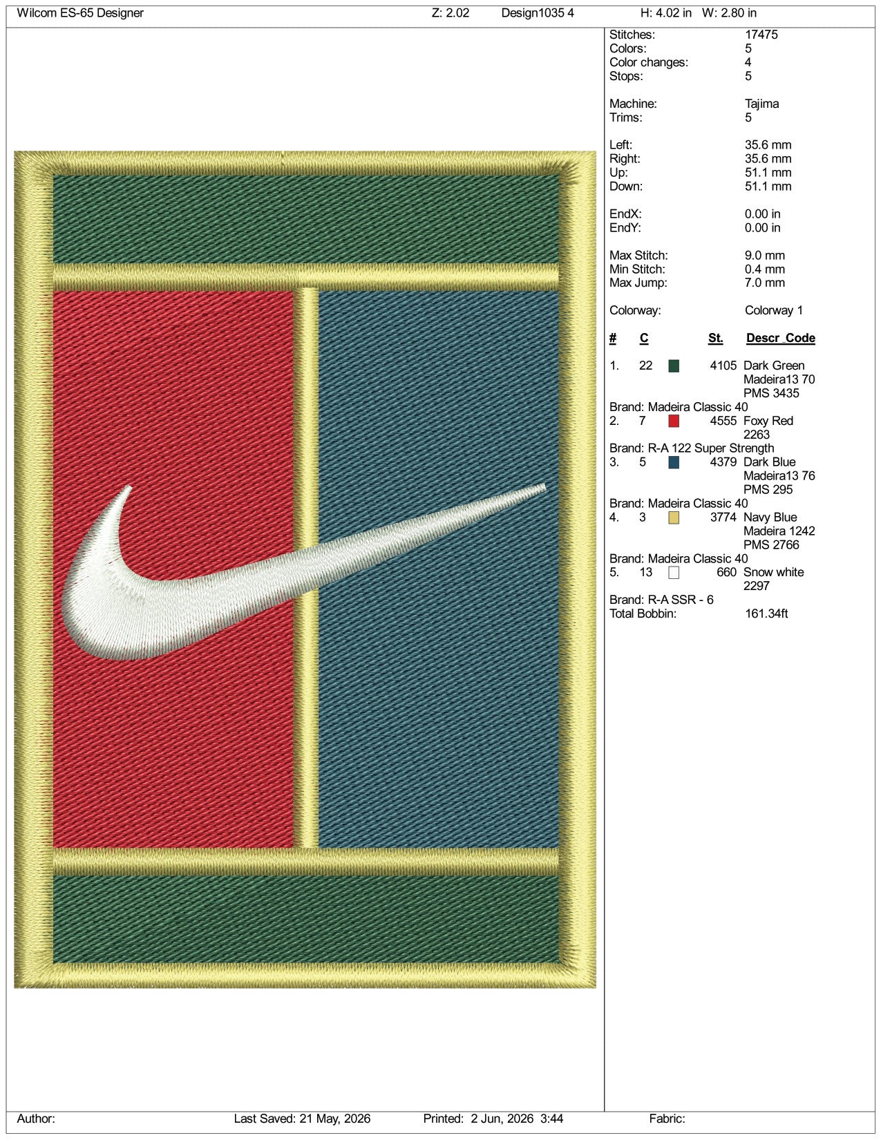 Nike Tennis Logo Embroidery Design Files - 3 Size's