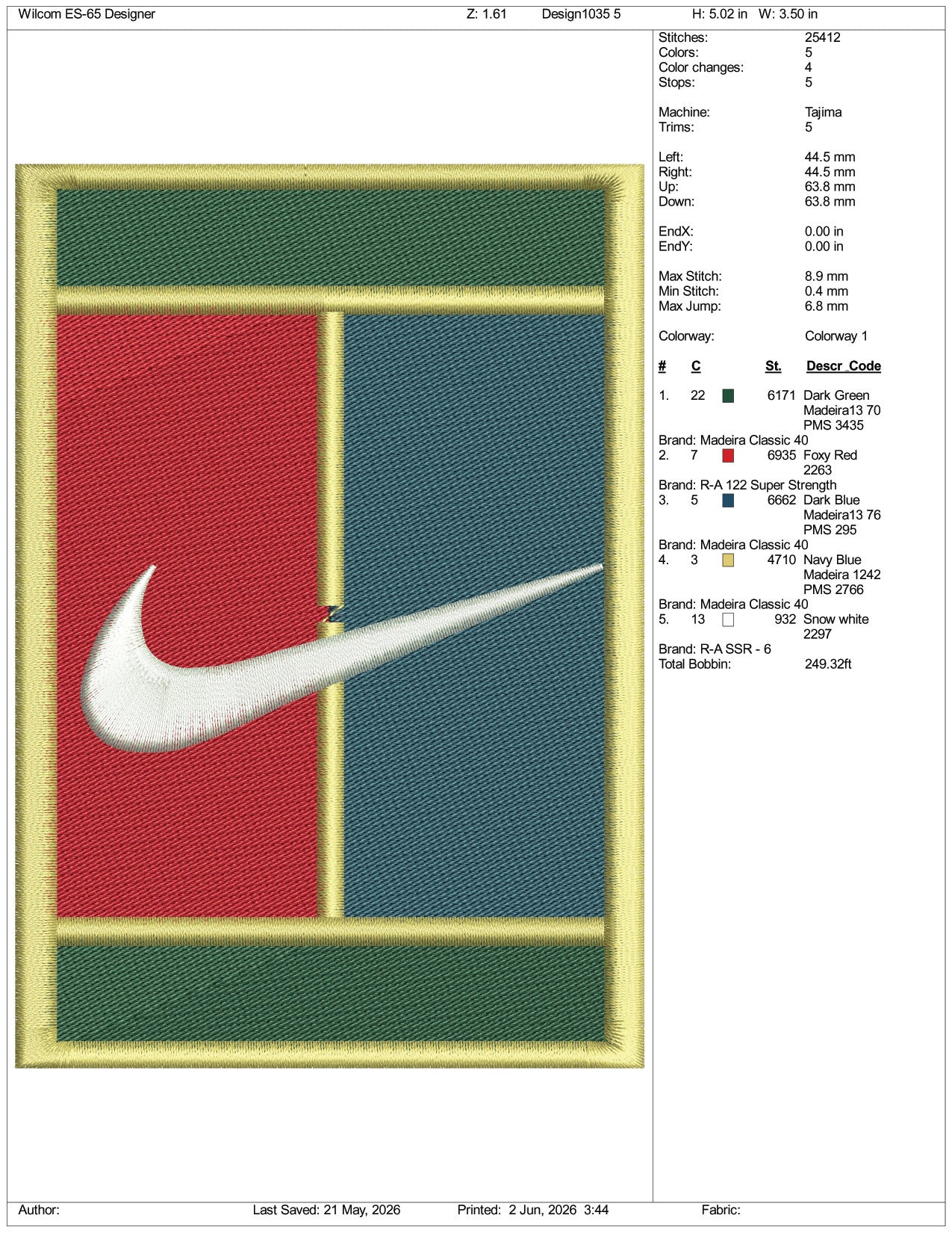 Nike Tennis Logo Embroidery Design Files - 3 Size's