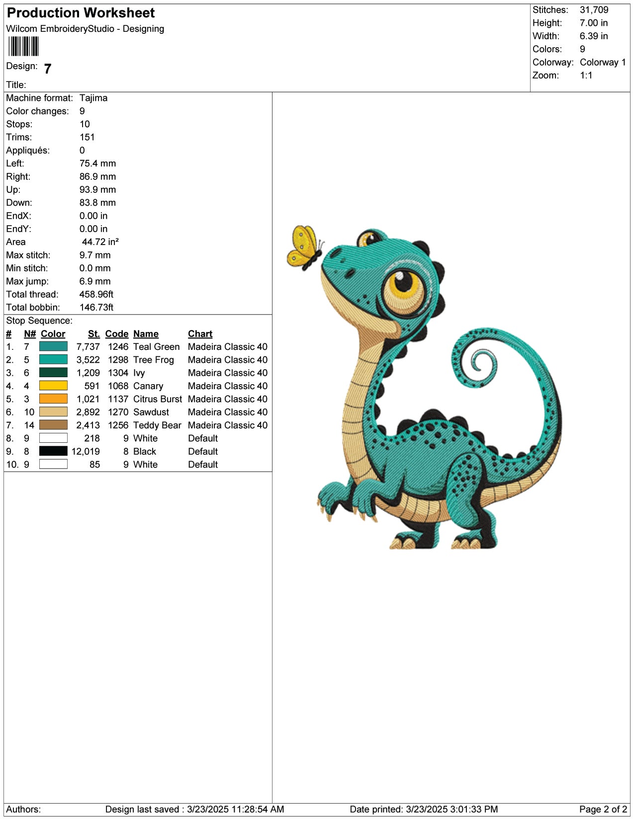 Dino and Butterfly  Embroidery Design Files - 9 Size's
