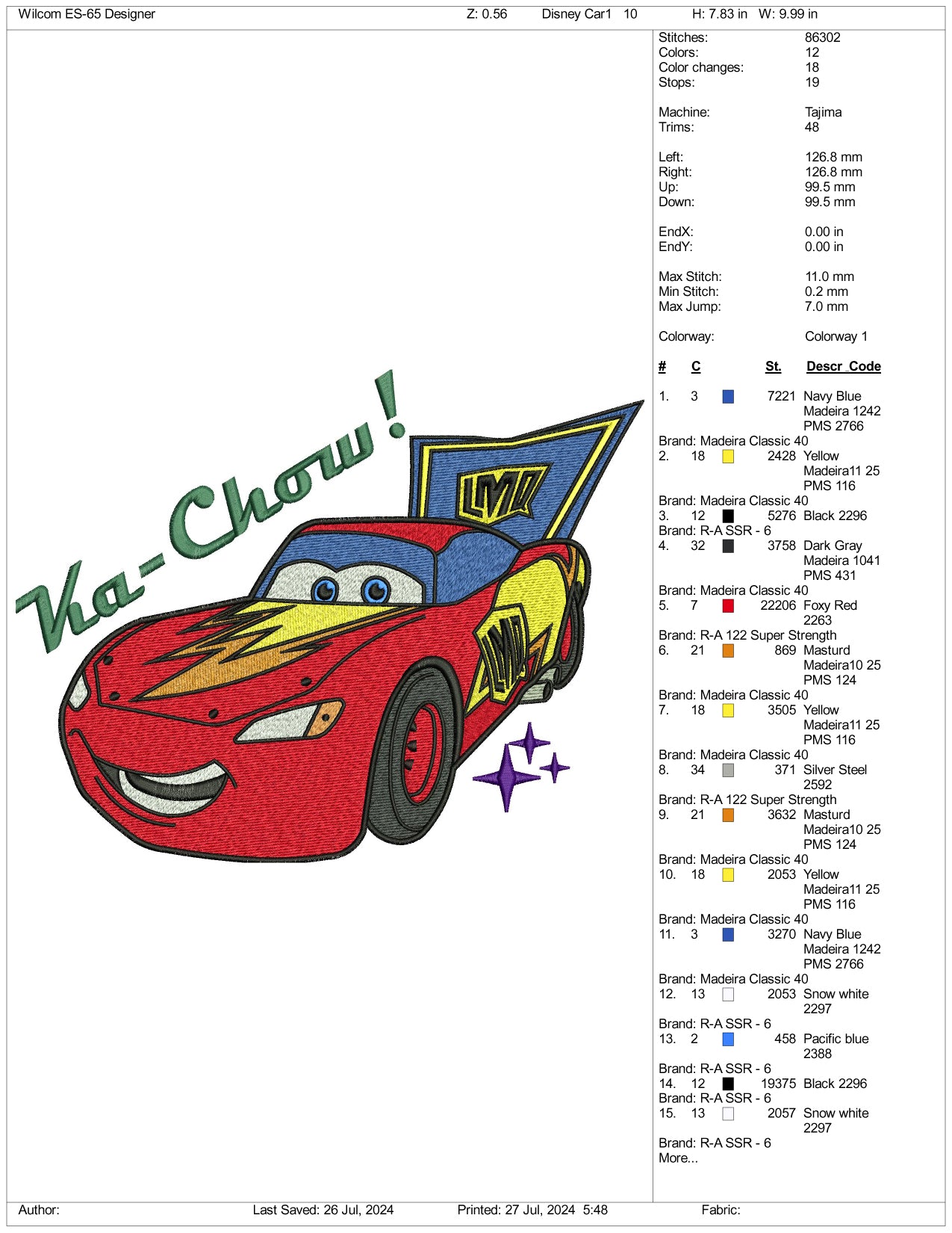 Ka Chow Car Embroidery Design Files - 3 Size's