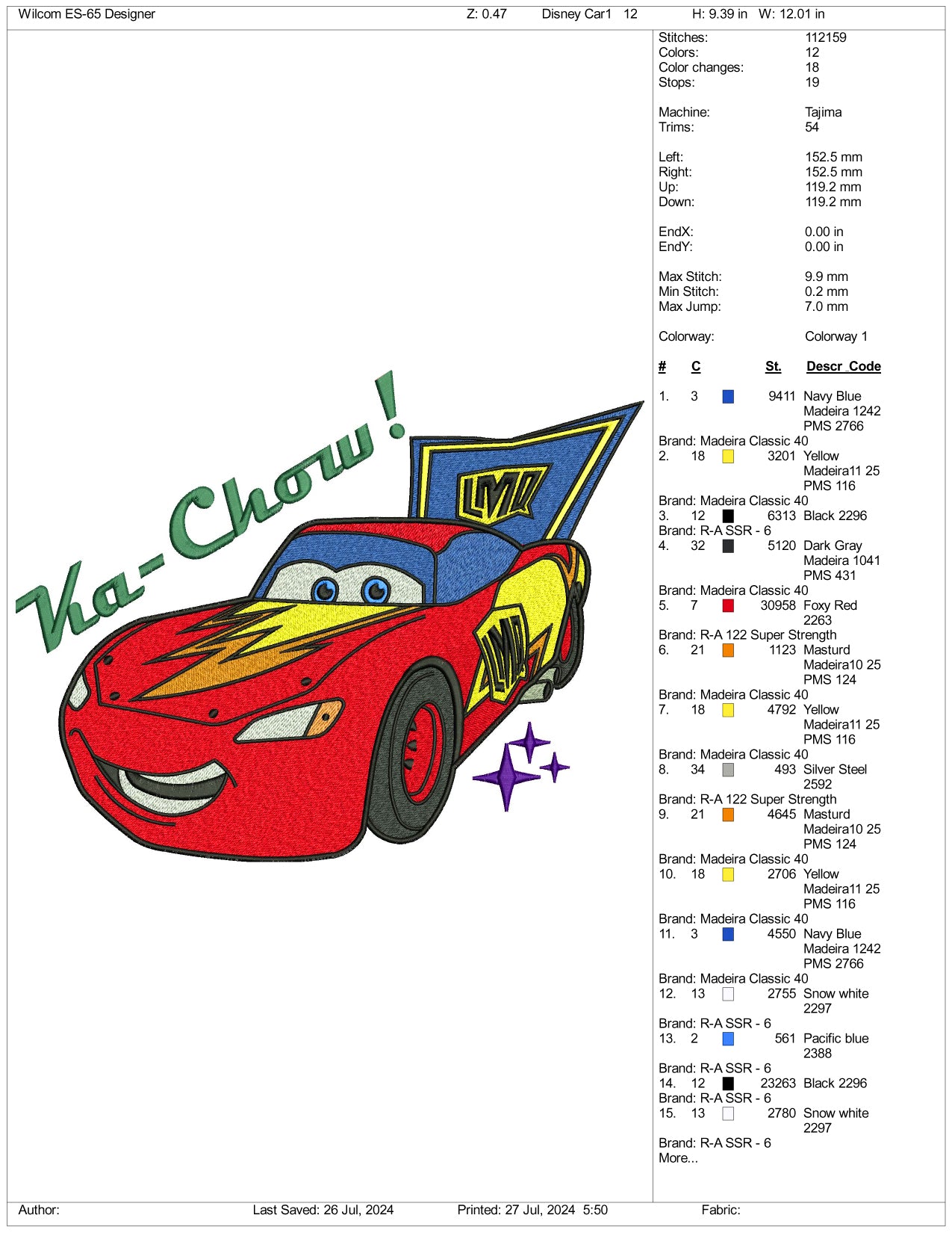 Ka Chow Car Embroidery Design Files - 3 Size's