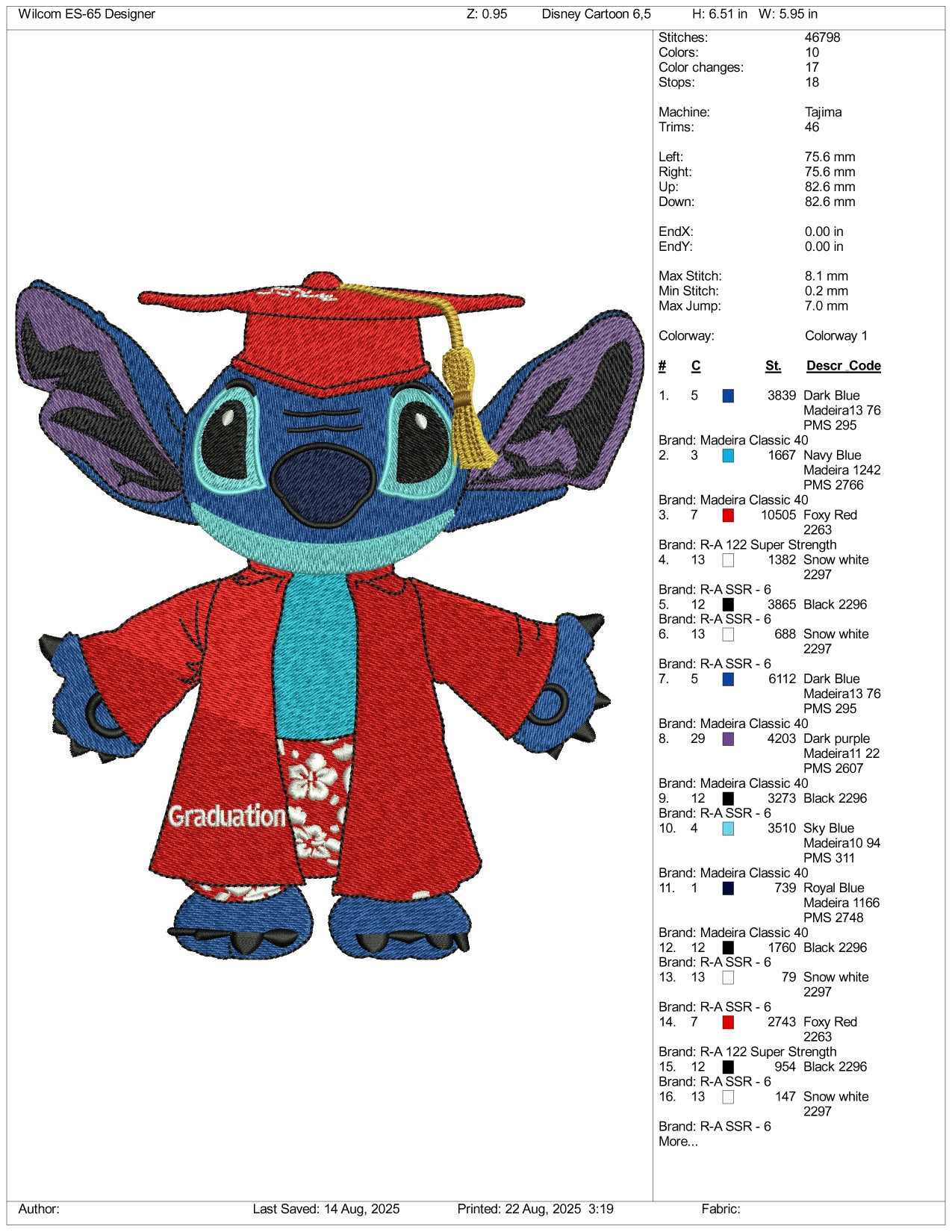 Stitch Scholarship Embroidery Design Files - 3 Size's