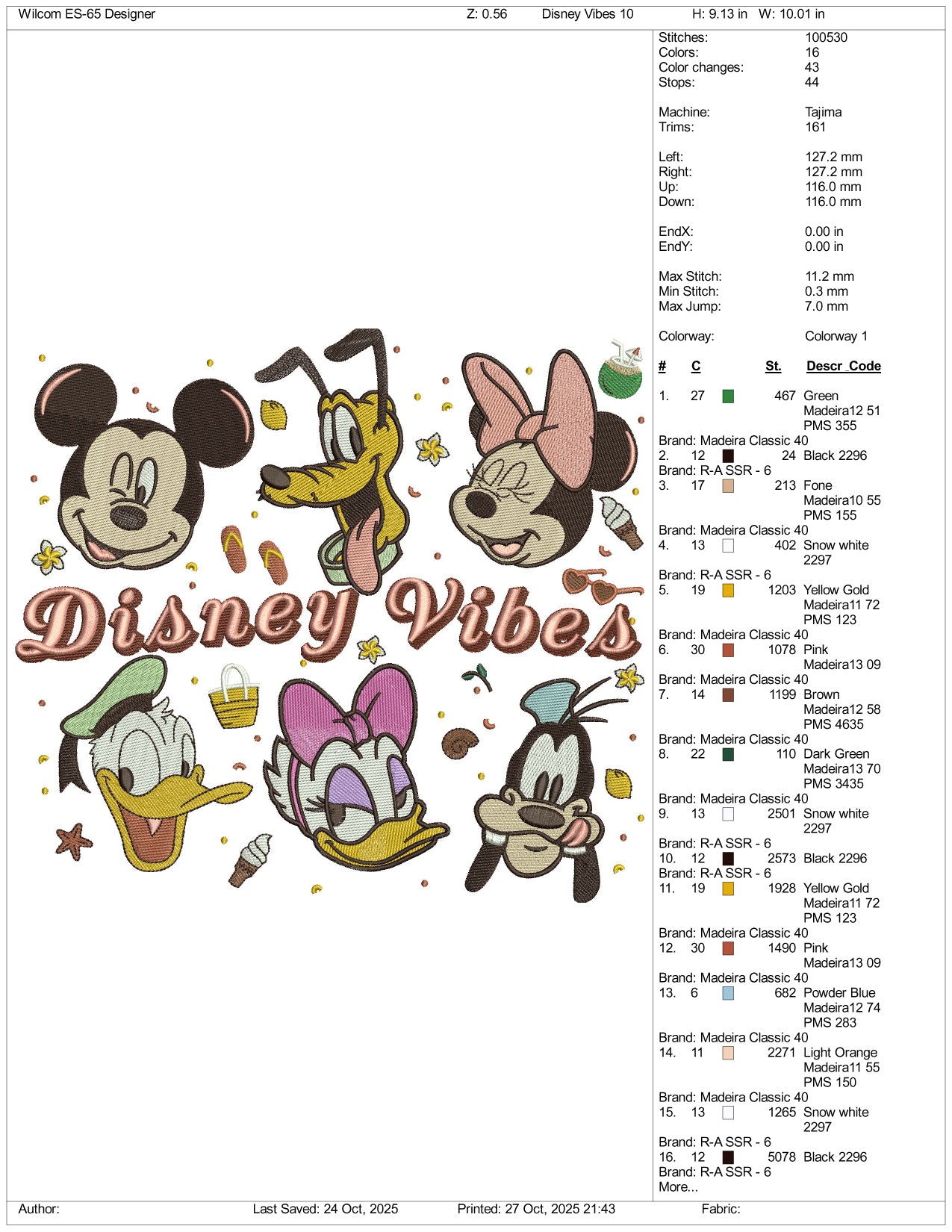 Disney Vibes Embroidery Design Files - 4 Size's