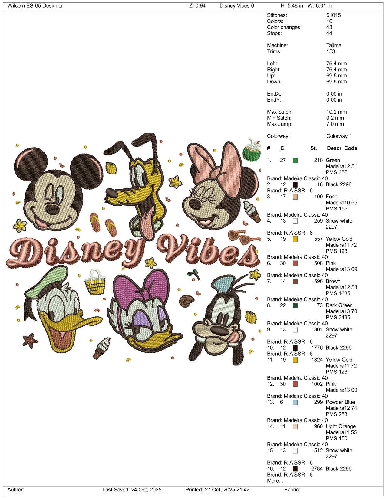 Disney Vibes Embroidery Design Files - 4 Size's
