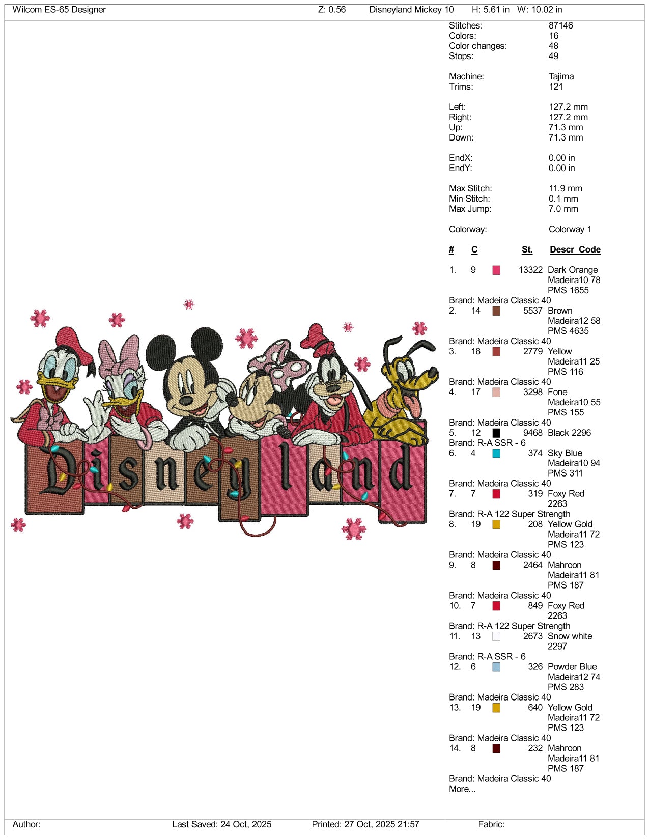 Disneyland Friends v2 Embroidery Design Files - 4 Size's