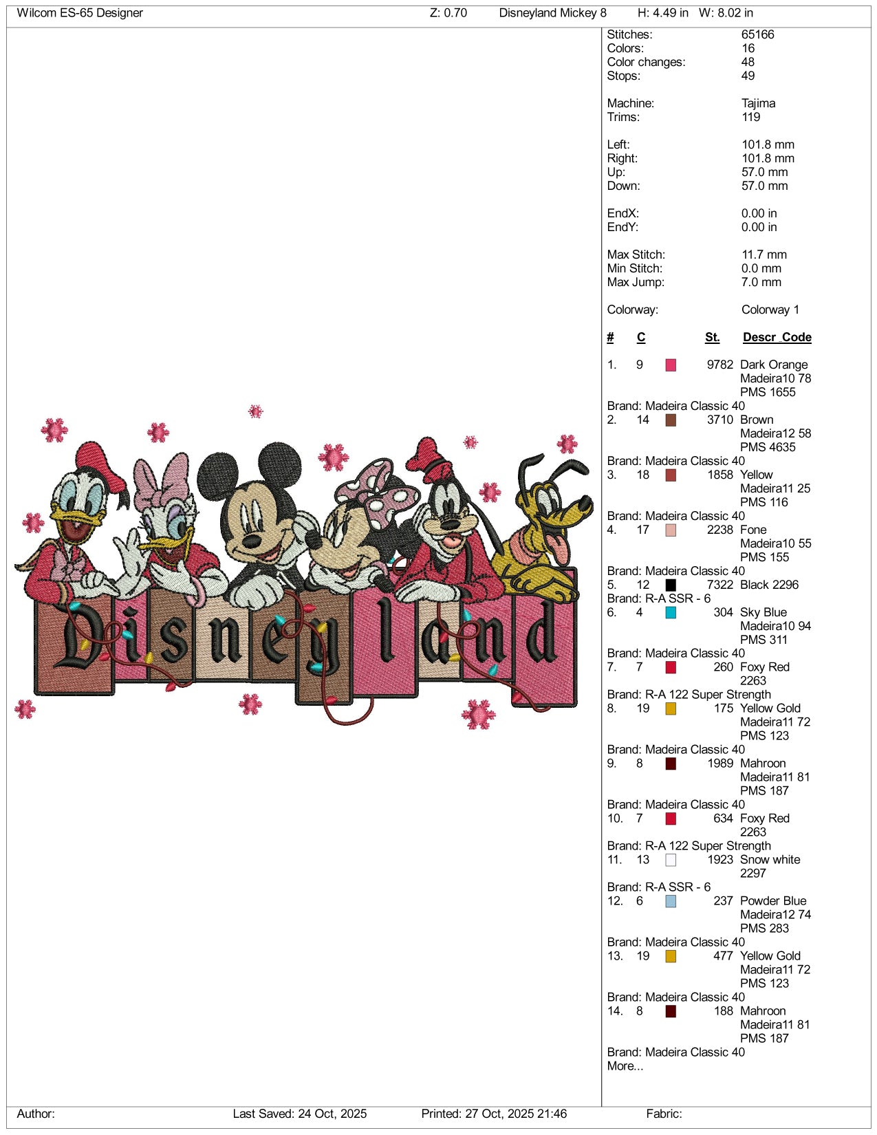 Disneyland Friends v2 Embroidery Design Files - 4 Size's