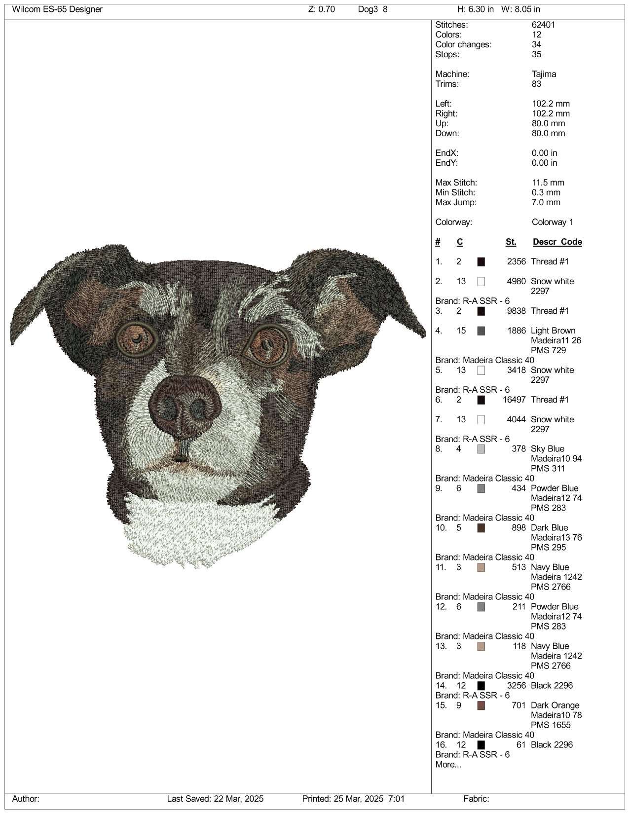 Dog v10 Embroidery Design Files - 3 Size's