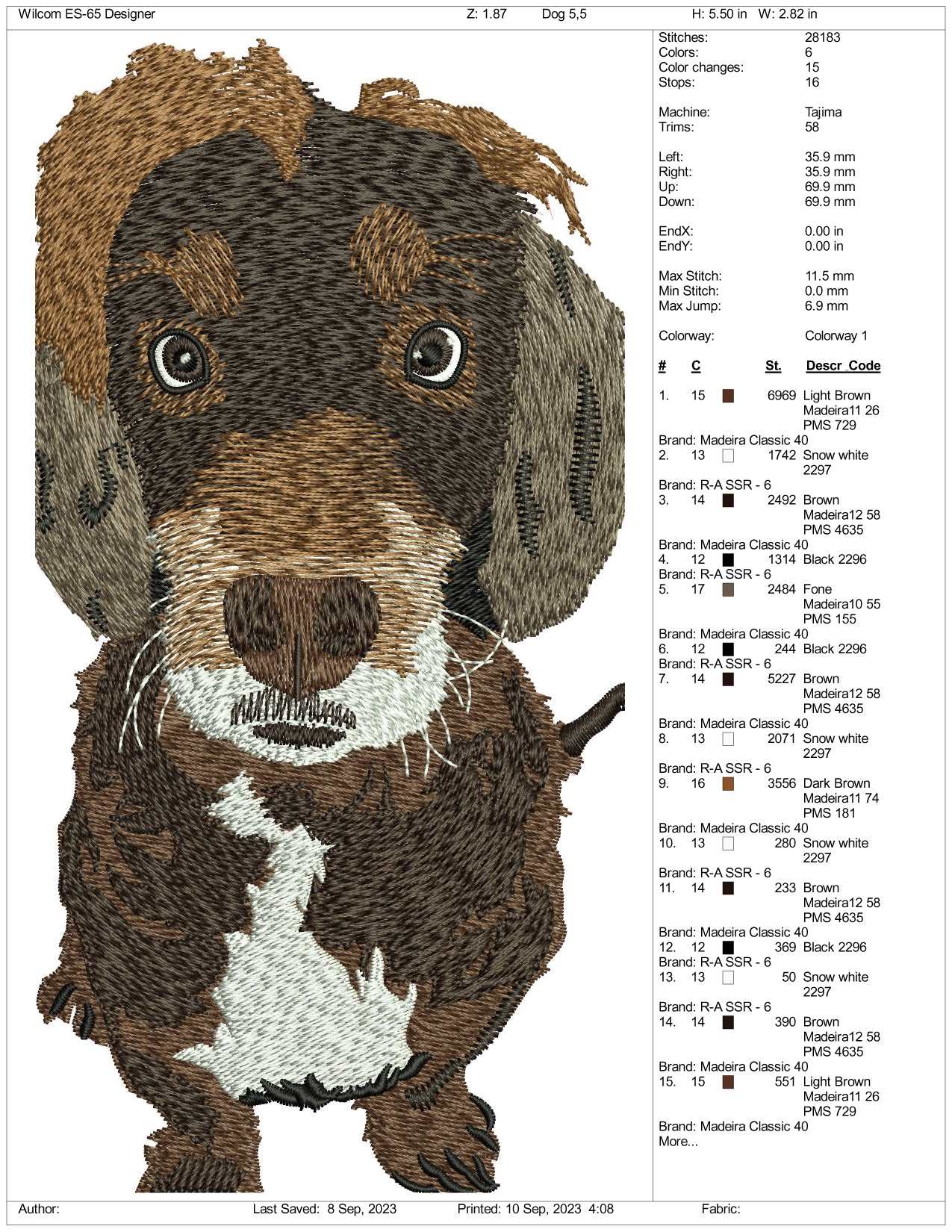 Dog Embroidery Design Files - 3 Size's