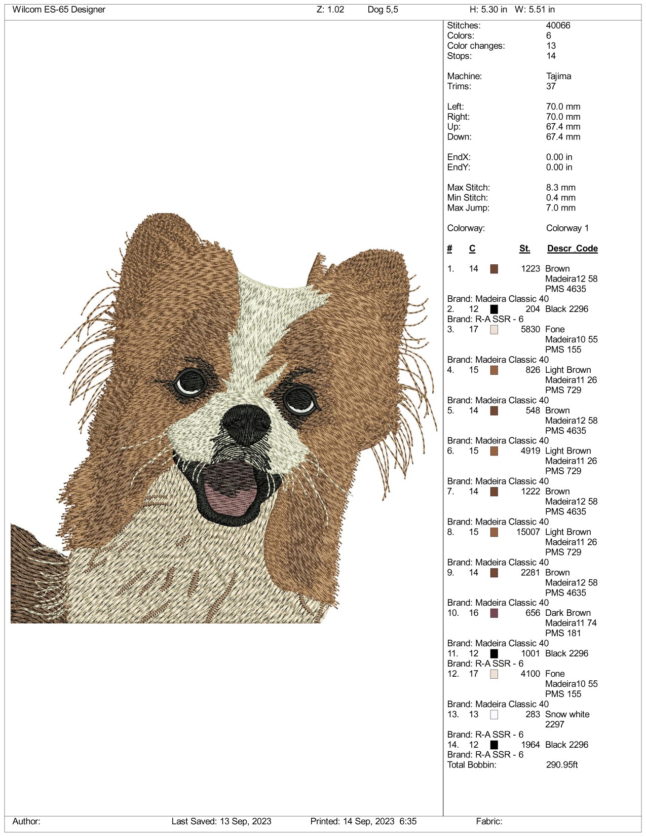 Papillon Dog Embroidery Design Files - 3 Size's