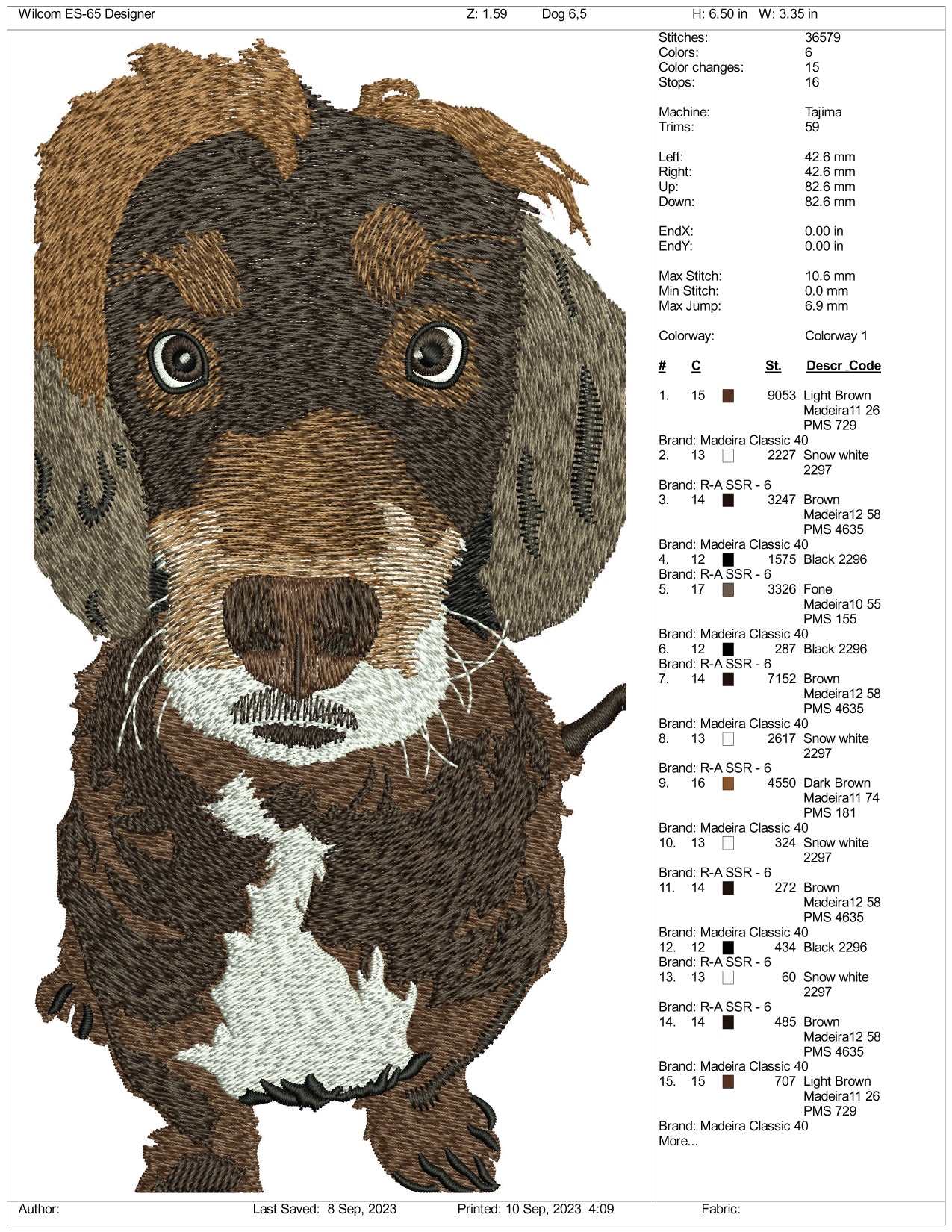 Dog Embroidery Design Files - 3 Size's