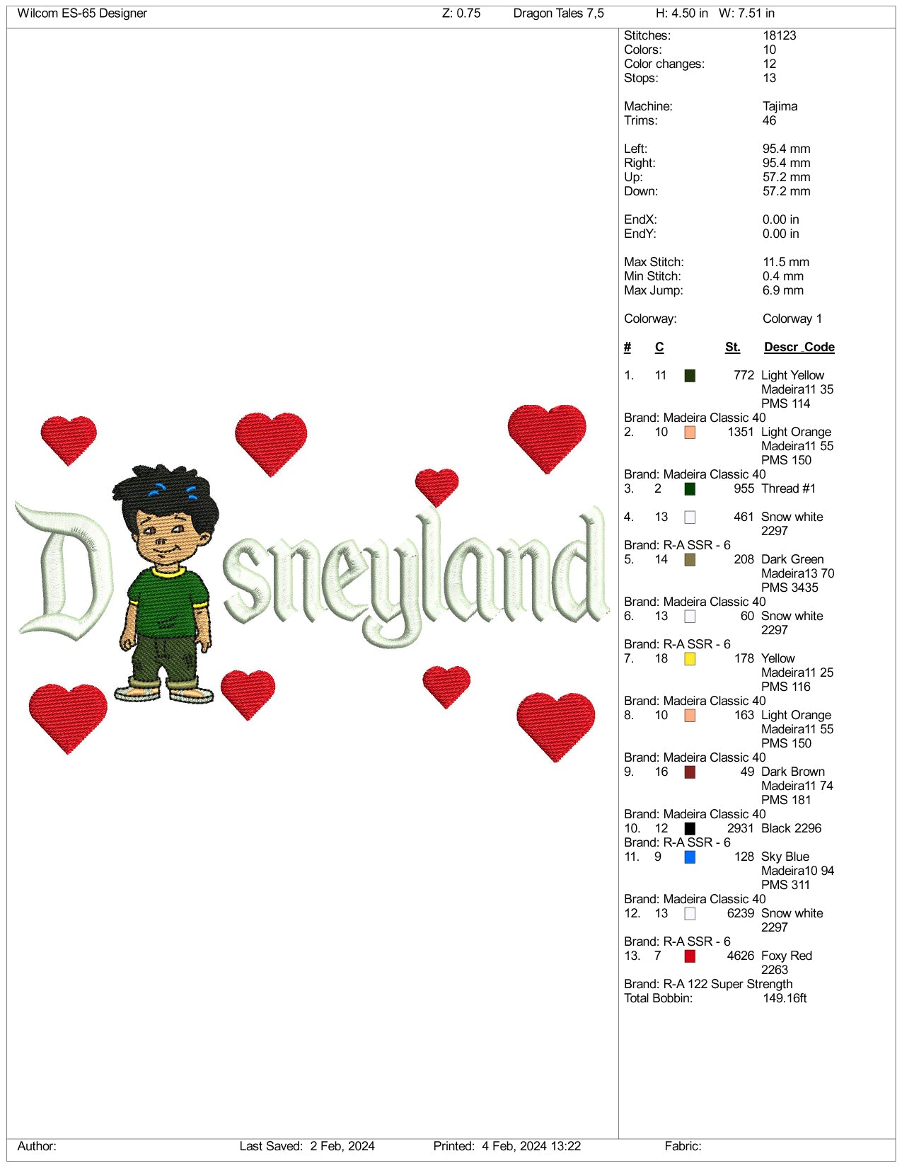 Dragon Tales Nick Disneyland Embroidery Design Files - 3 Size's