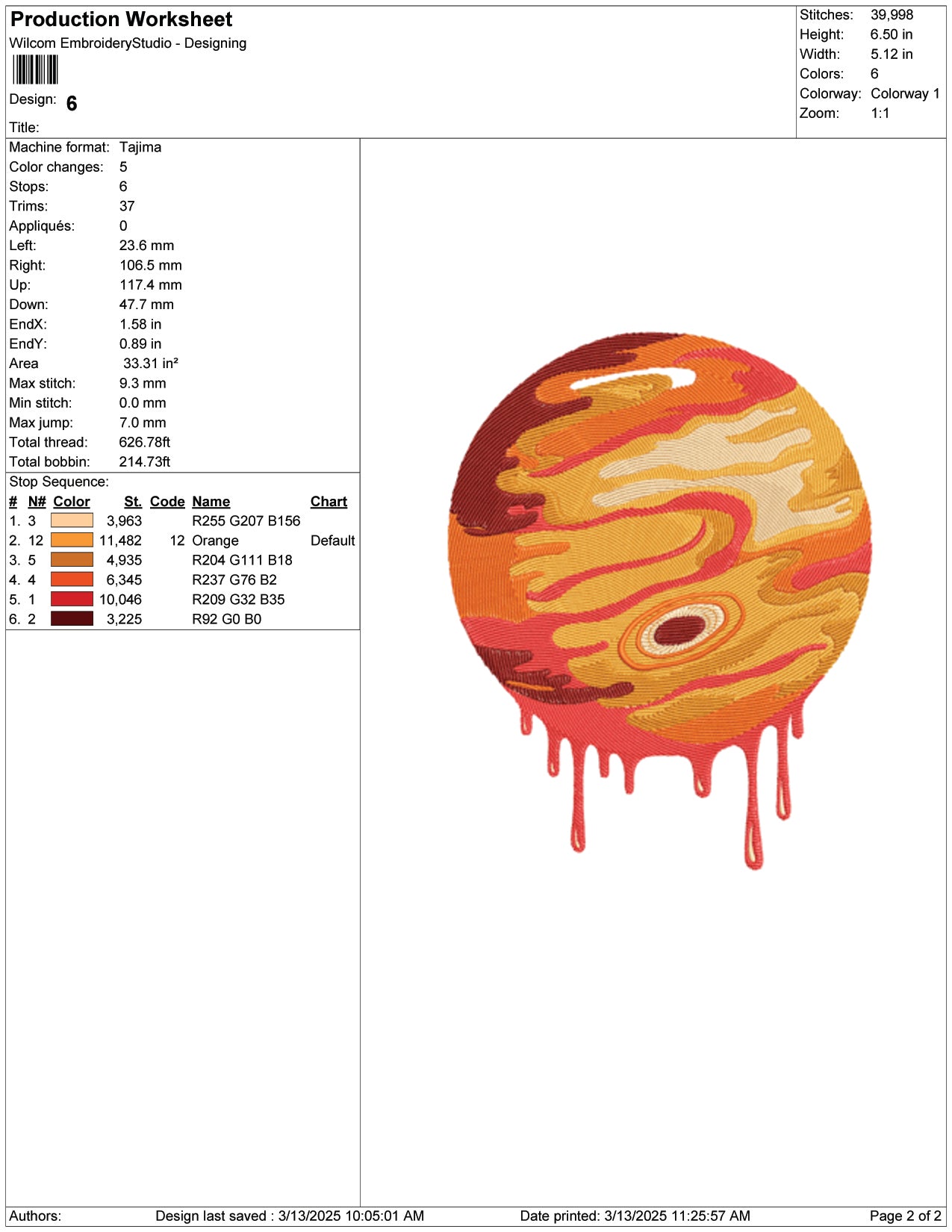 Drops of Jupiter Embroidery Design Files - 9 Size's