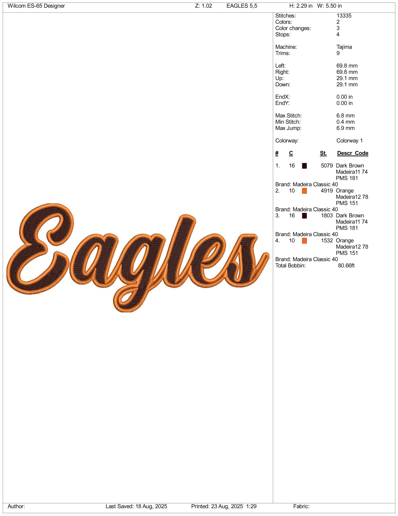 Eagles Embroidery Files - 3 Size's