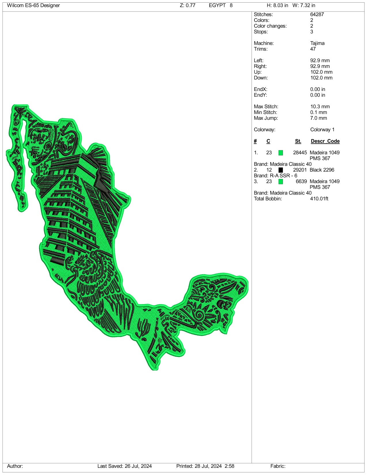 EGYPT Area Embroidery  Files - 3 Size's