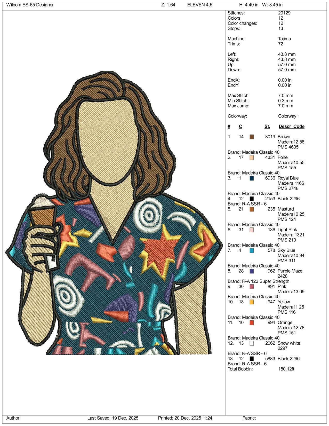 Eleven Embroidery Design Files - 3 Size's