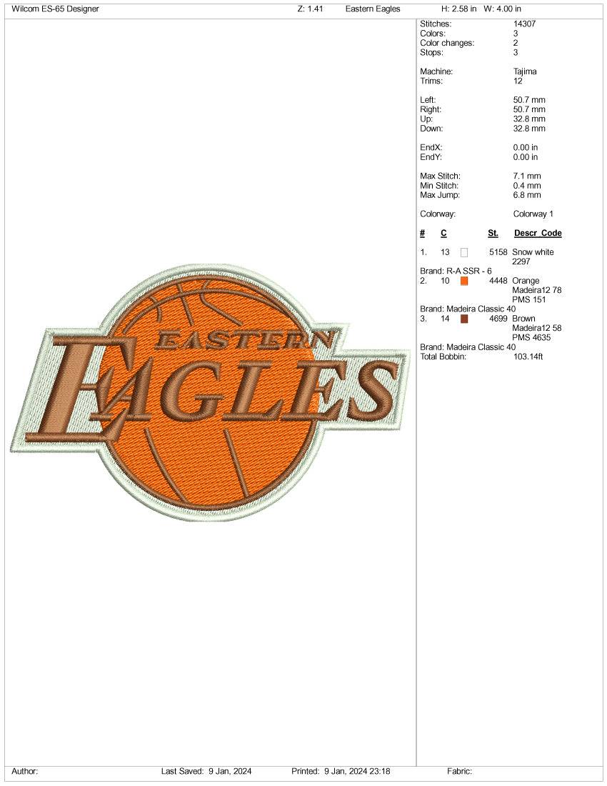 Eastern Eagles Embroidery Design Files - 3 Size's