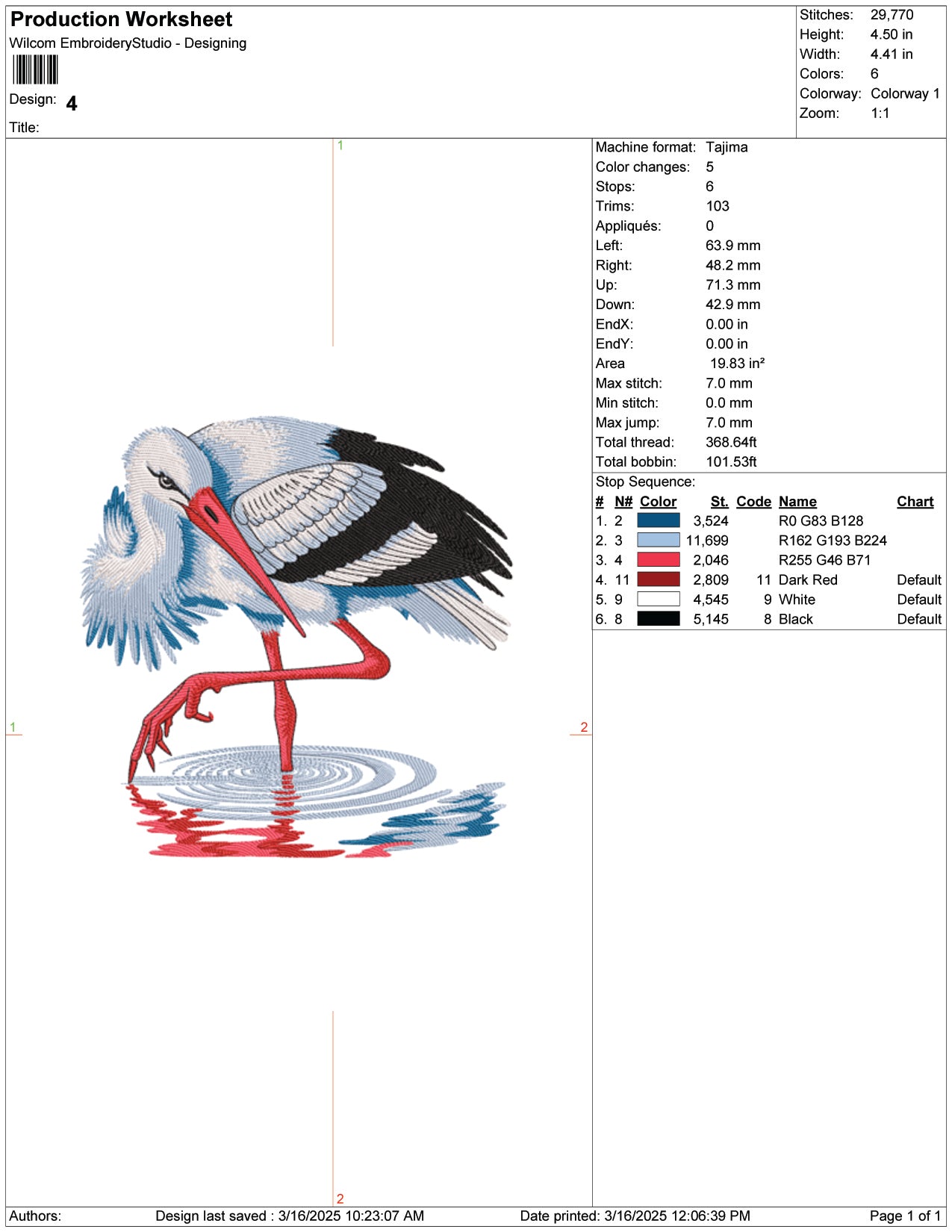 Elegant Stork in Water Embroidery Design Files - 9 Size's