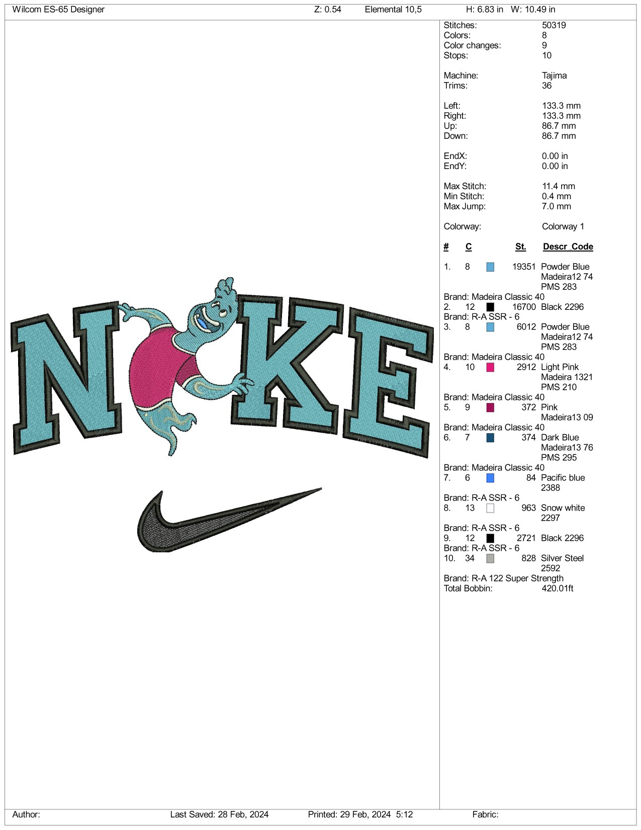 Nike Wade Embroidery Design Files - 3 Size's