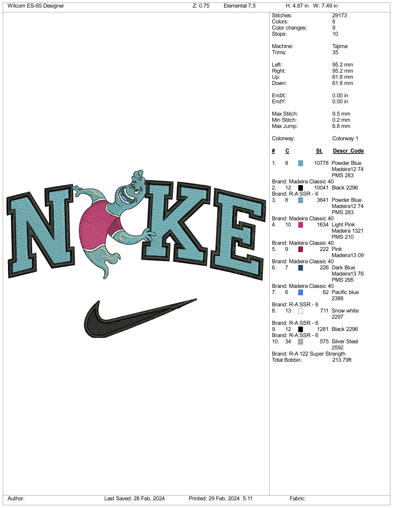 Nike Wade Embroidery Design Files - 3 Size's