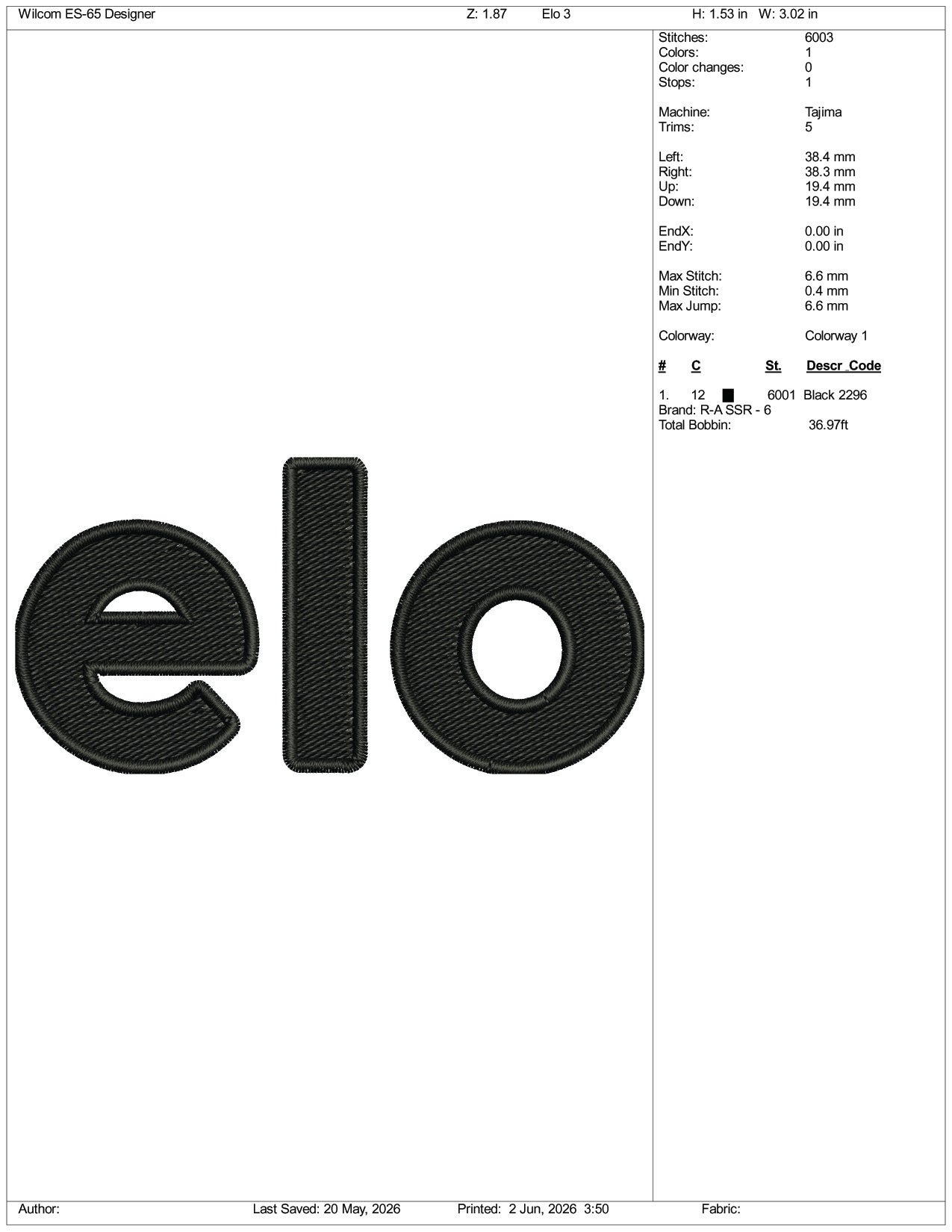 Elo Logo Embroidery Design Files - 3 Size's