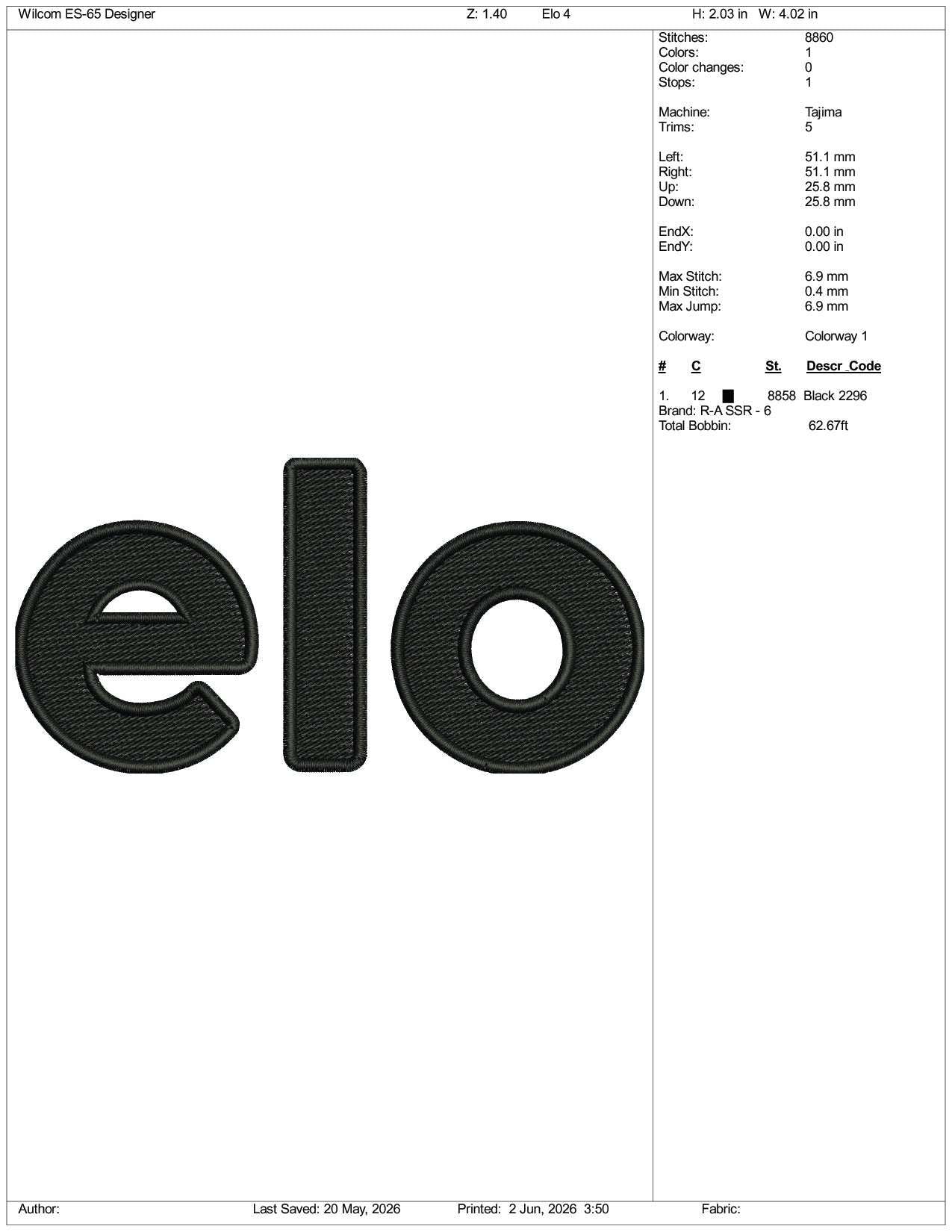 Elo Logo Embroidery Design Files - 3 Size's