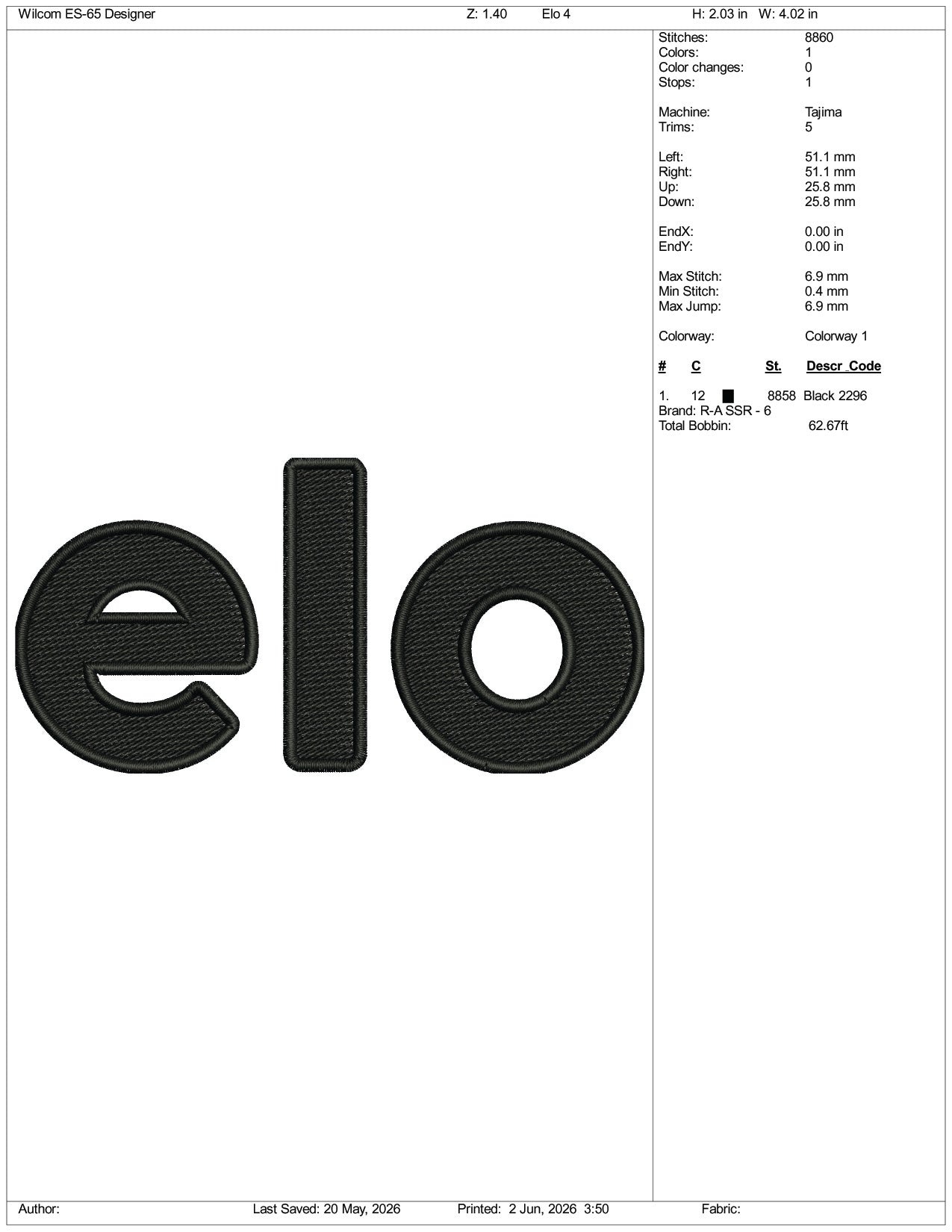 Elo Logo Embroidery Design Files - 3 Size's