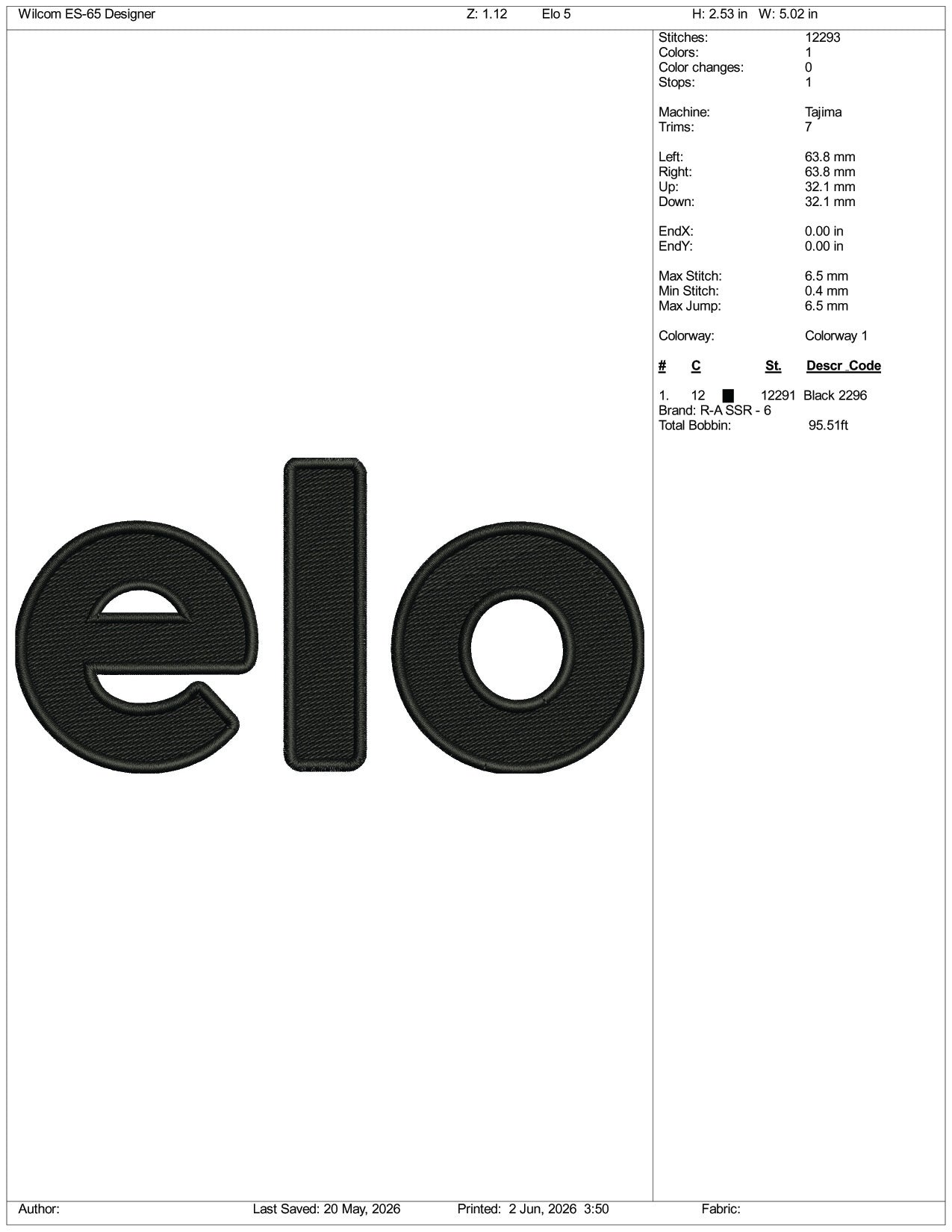 Elo Logo Embroidery Design Files - 3 Size's