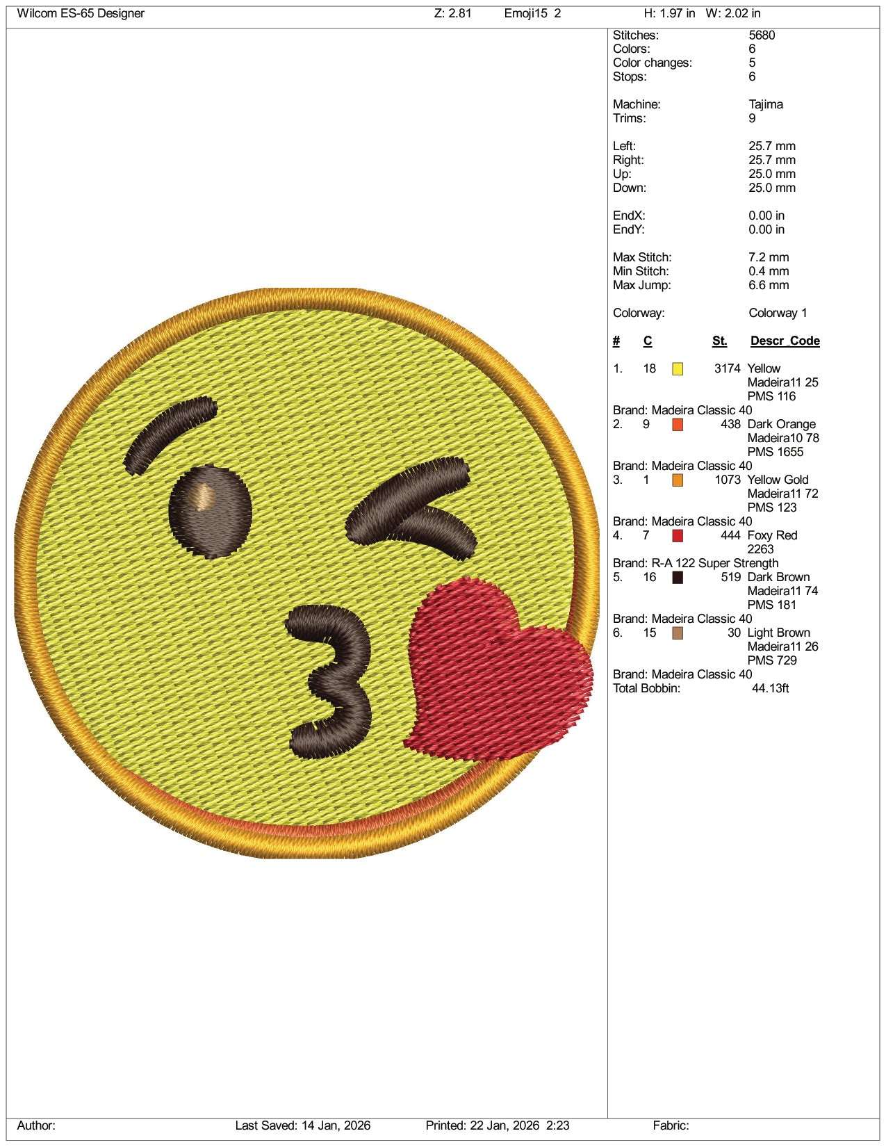Face Blowing a Kiss Emoji Embroidery Design Files - 3 Size's