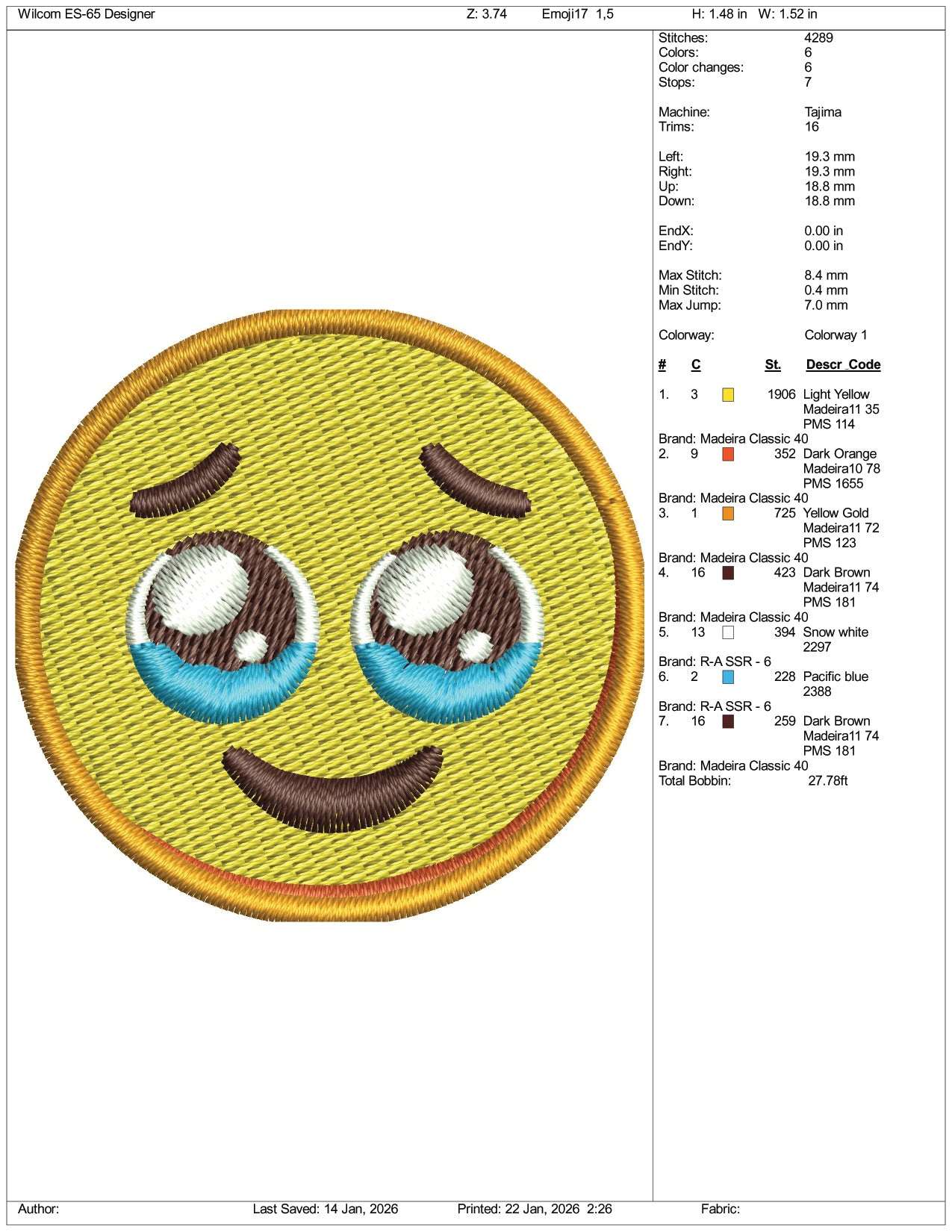 Face Holding Back Tears Emoji Embroidery Design Files - 3 Size's