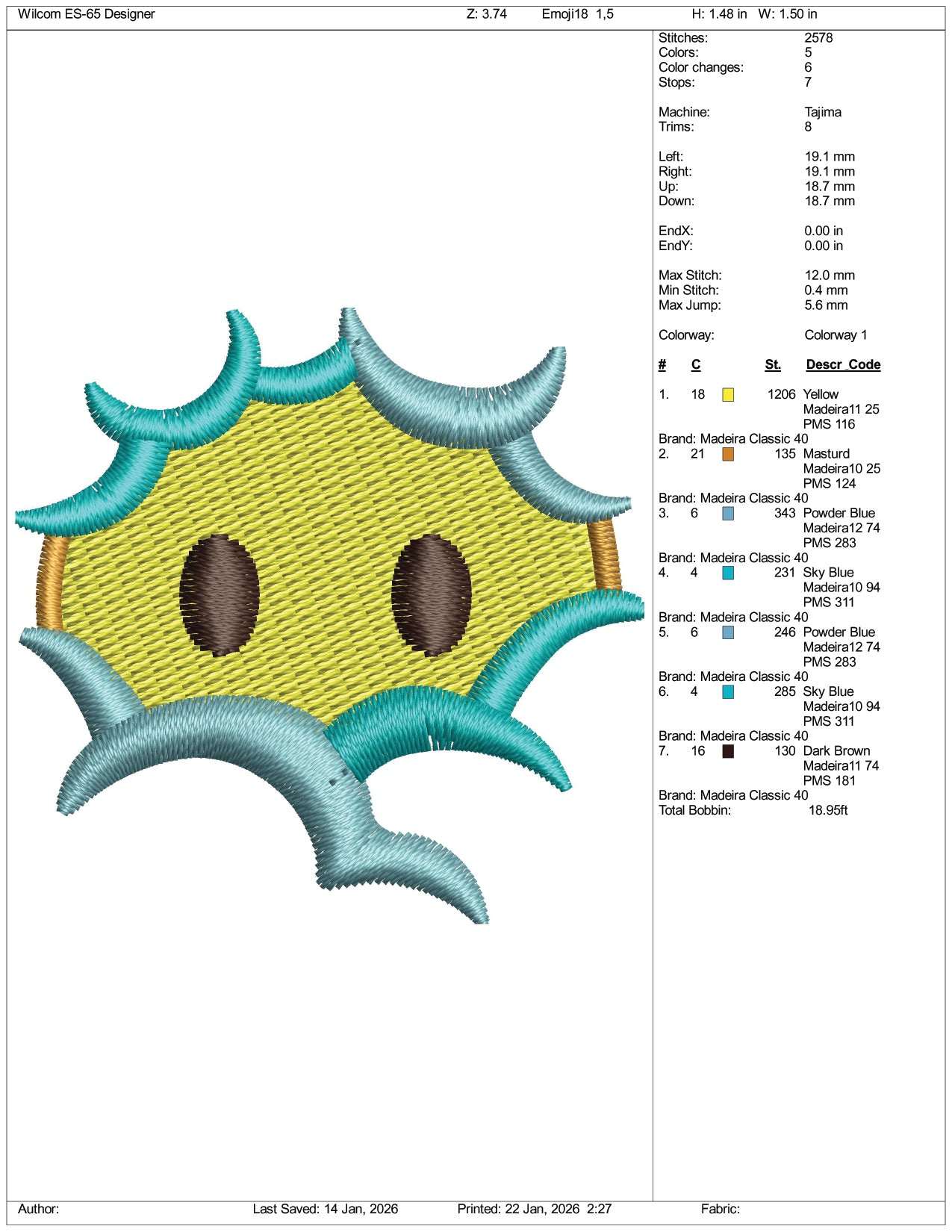 Face in Clouds Emoji Embroidery Design Files - 3 Size's