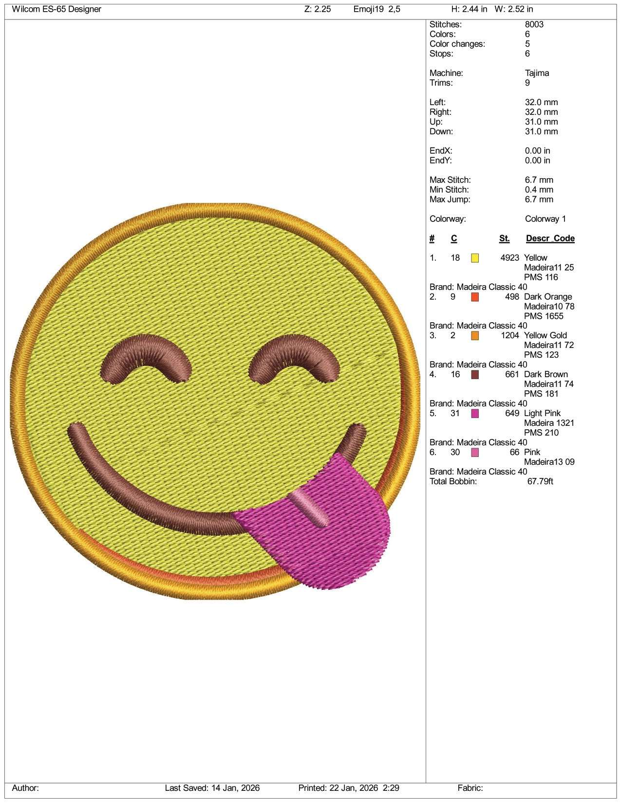 Face Savoring Food Emoji Embroidery Design Files - 3 Size's