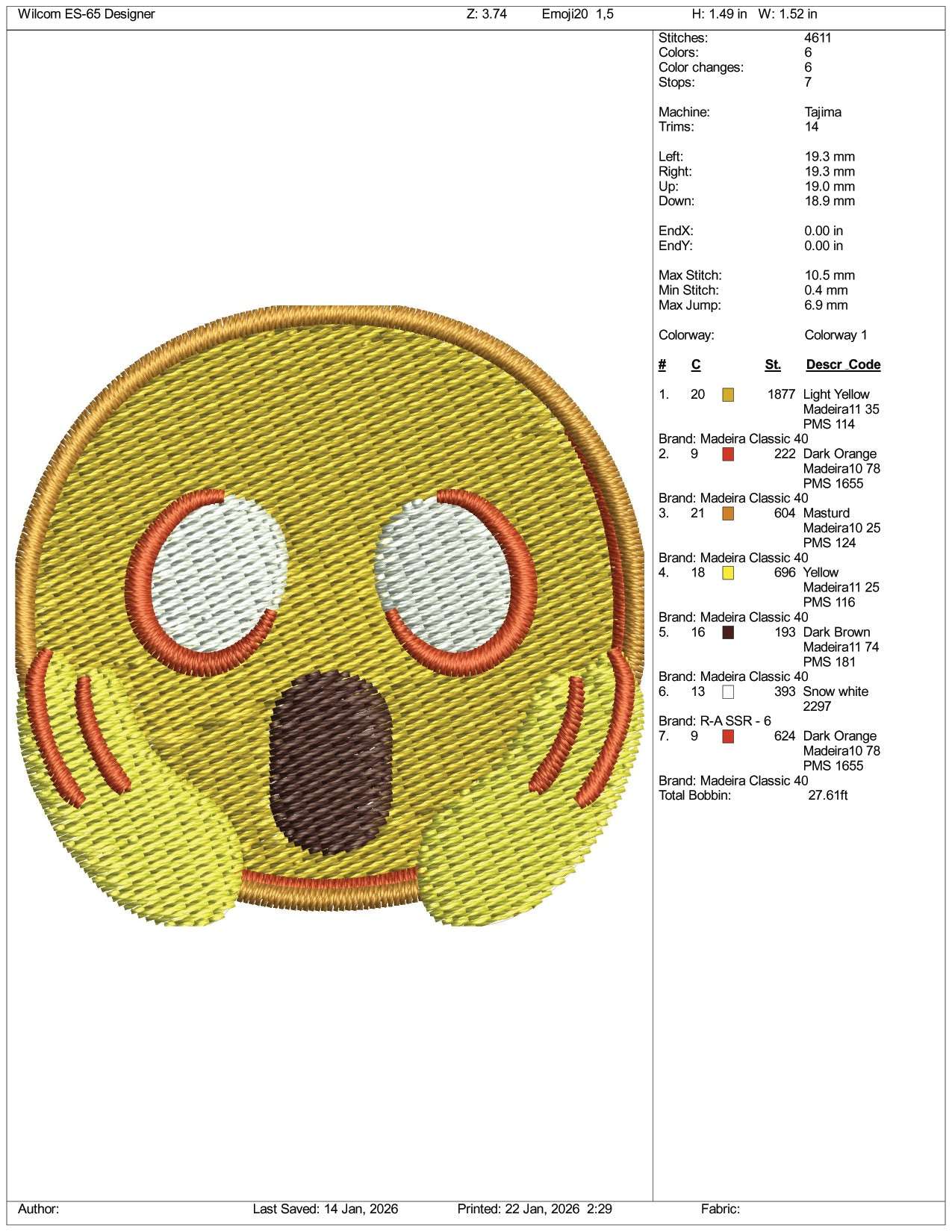 Face Screaming in Fear Emoji Embroidery Design Files - 3 Size's