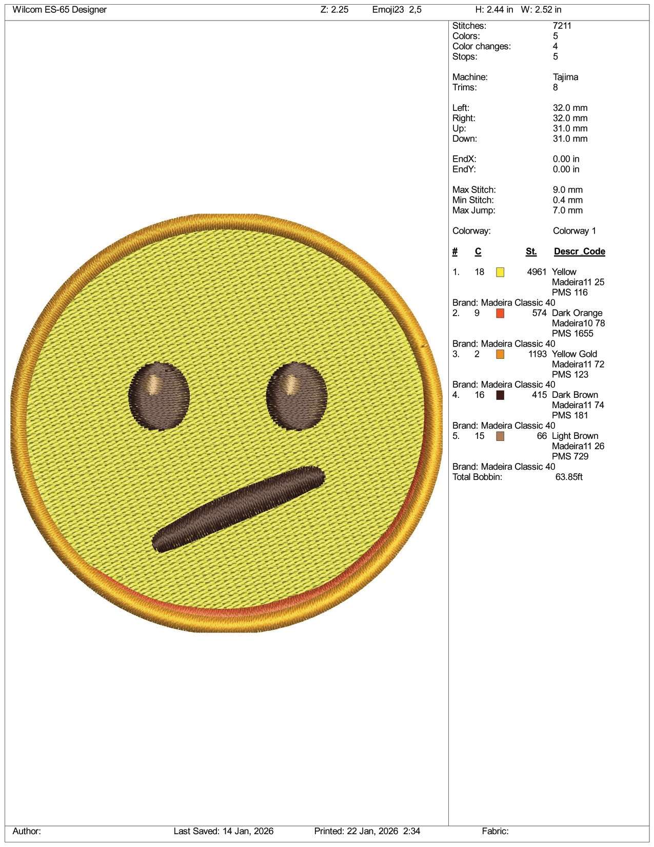 Face with Diagonal Mouth Emoji Embroidery Design Files - 3 Size's