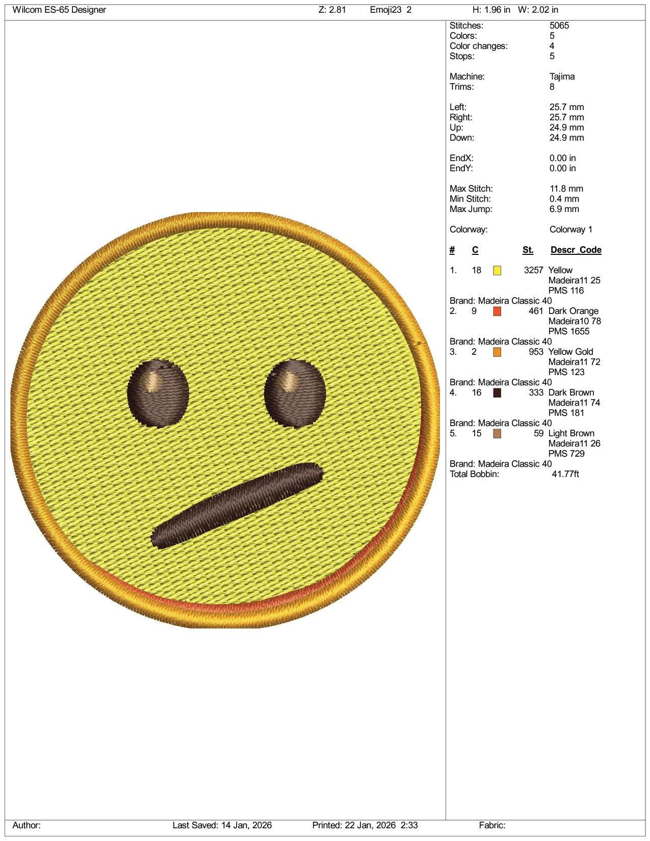 Face with Diagonal Mouth Emoji Embroidery Design Files - 3 Size's