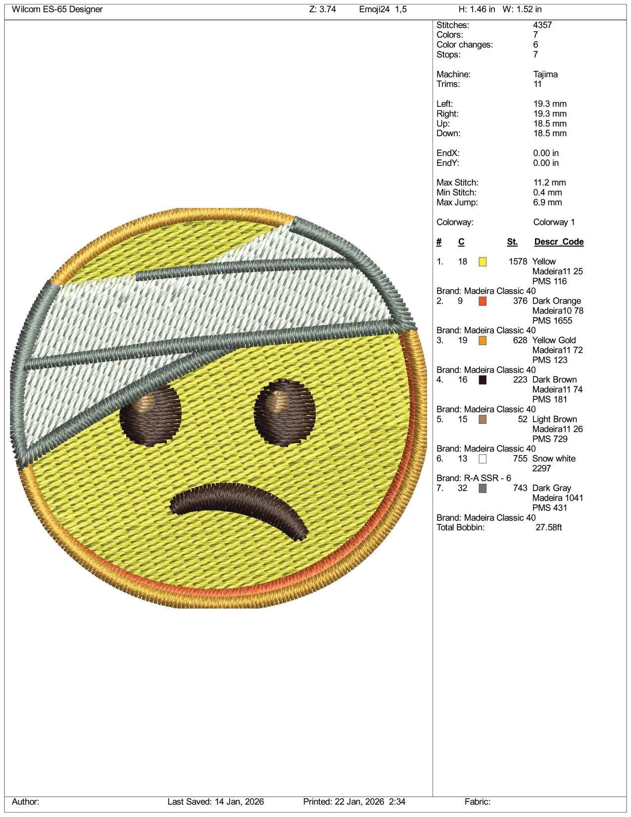 Face with Head Bandage Emoji Embroidery Design Files - 3 Size's